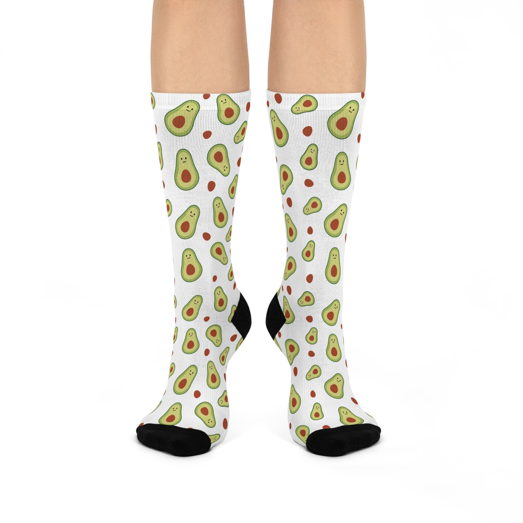 Avocado Pattern Crew Socks — Cushioned Fun Fruit Socks for Foodies & Gifts