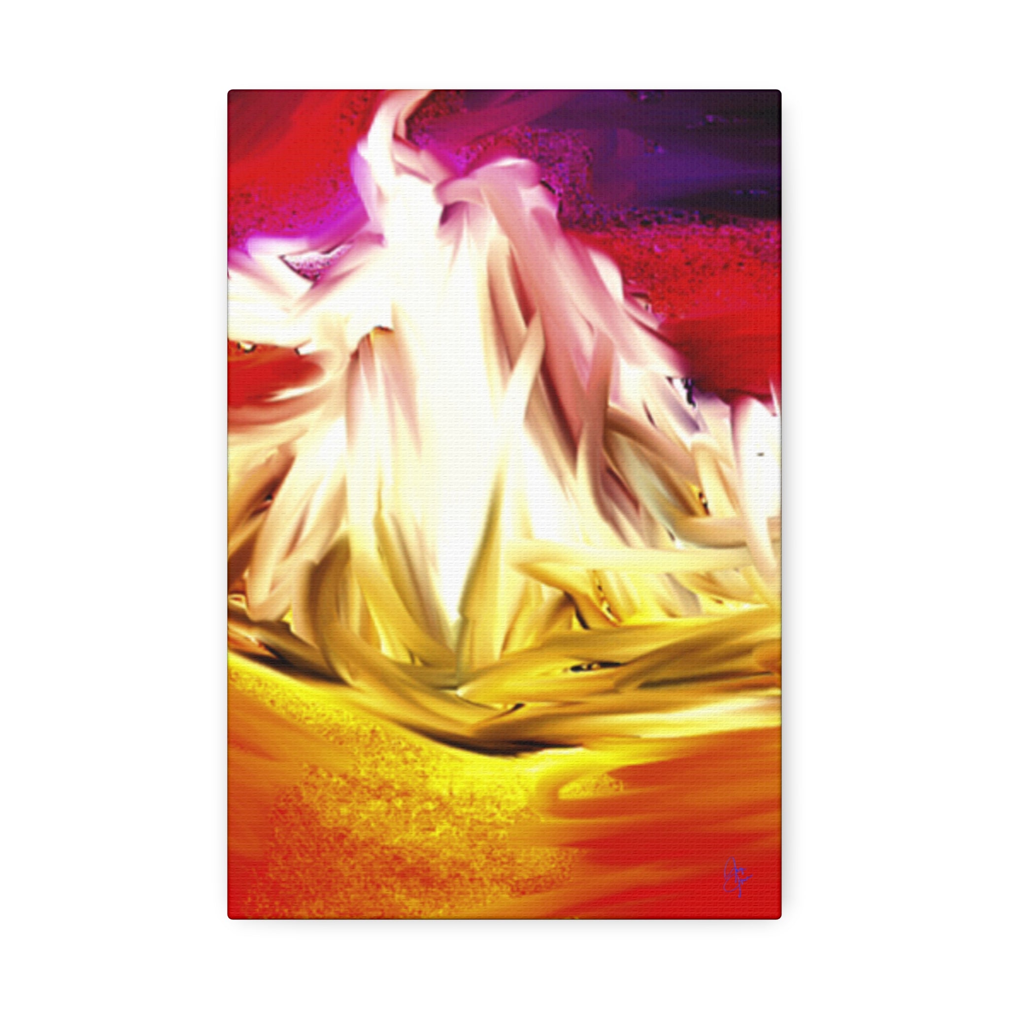 Abstract Campfire Canvas Print — Vibrant Red & Gold Stretched Wall Art