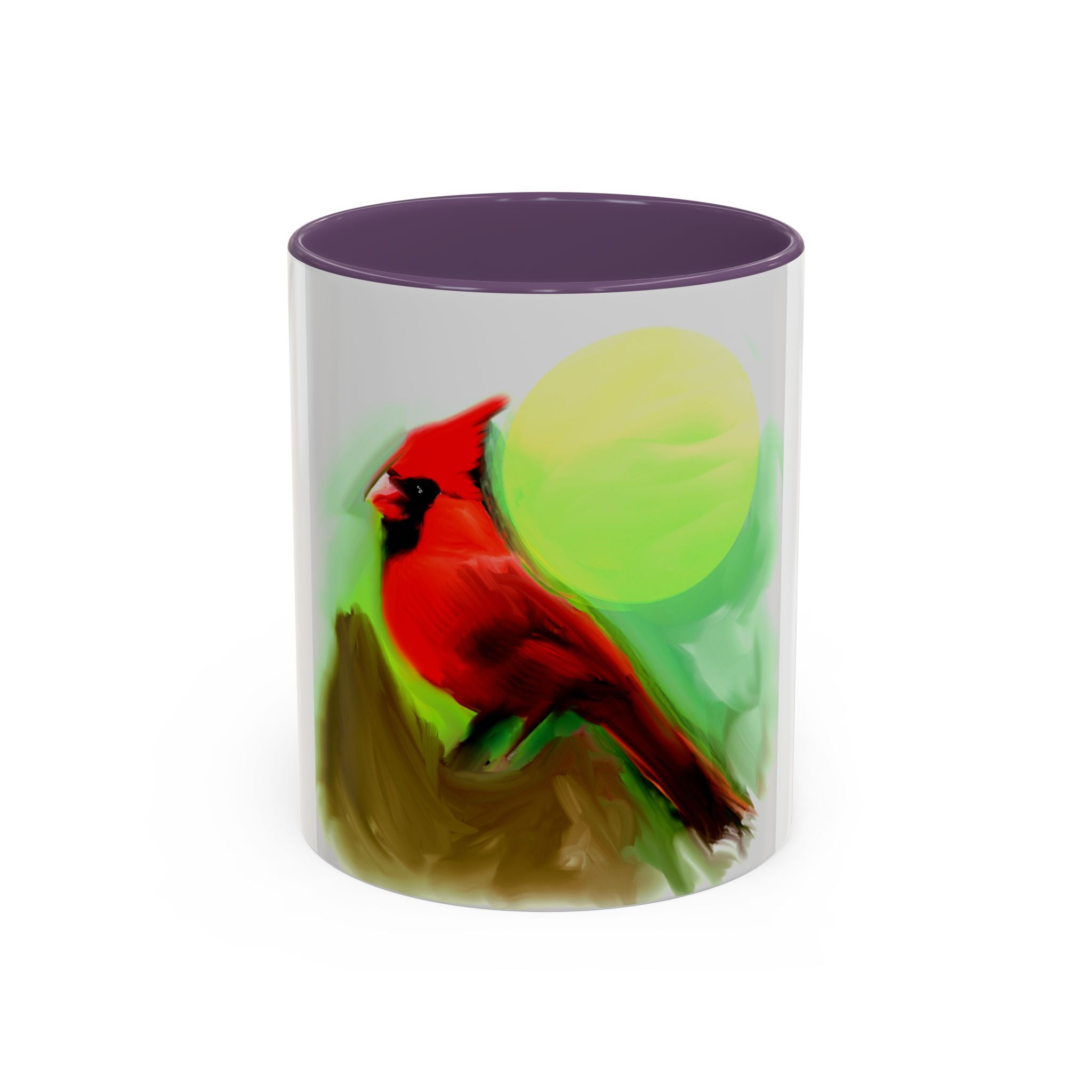 Cardinal Bird Accent Coffee Mug — Red Cardinal Sunrise Art Ceramic Mug (11/15 oz)