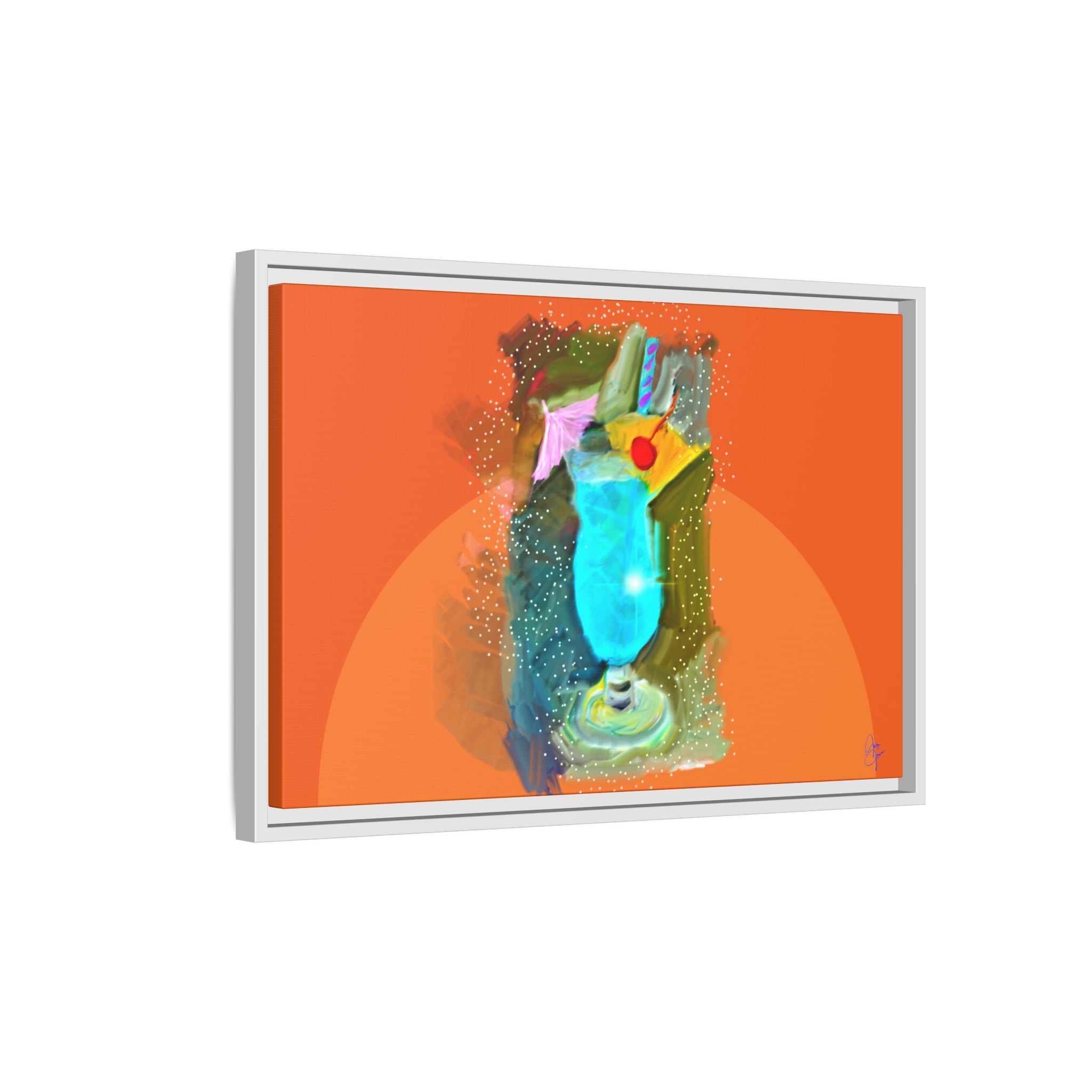Tropical Blue Cocktail Canvas Print — Framed Matte Bar Art