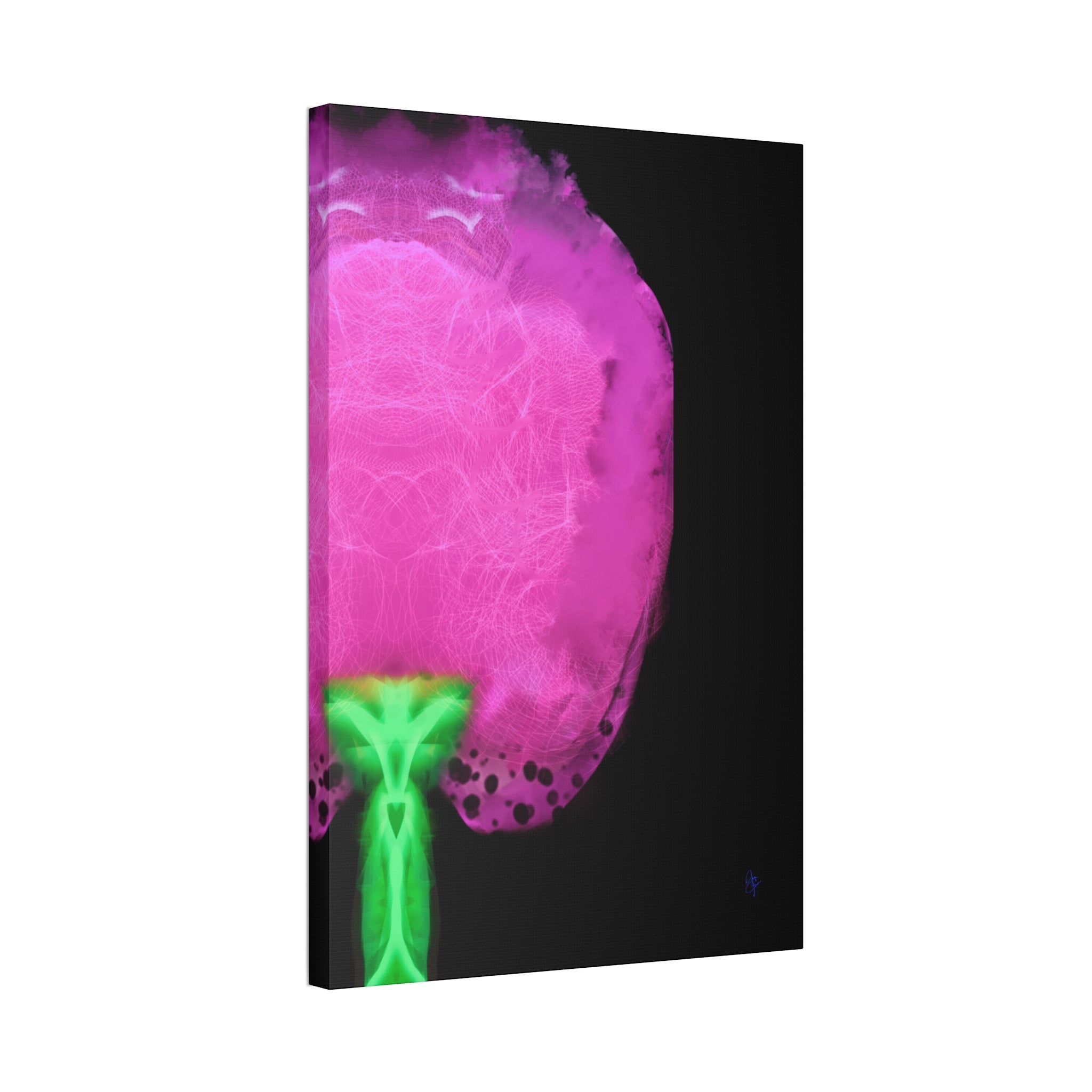 Neon Bloom Abstract Canvas Print — Pink & Green Modern Wall Art