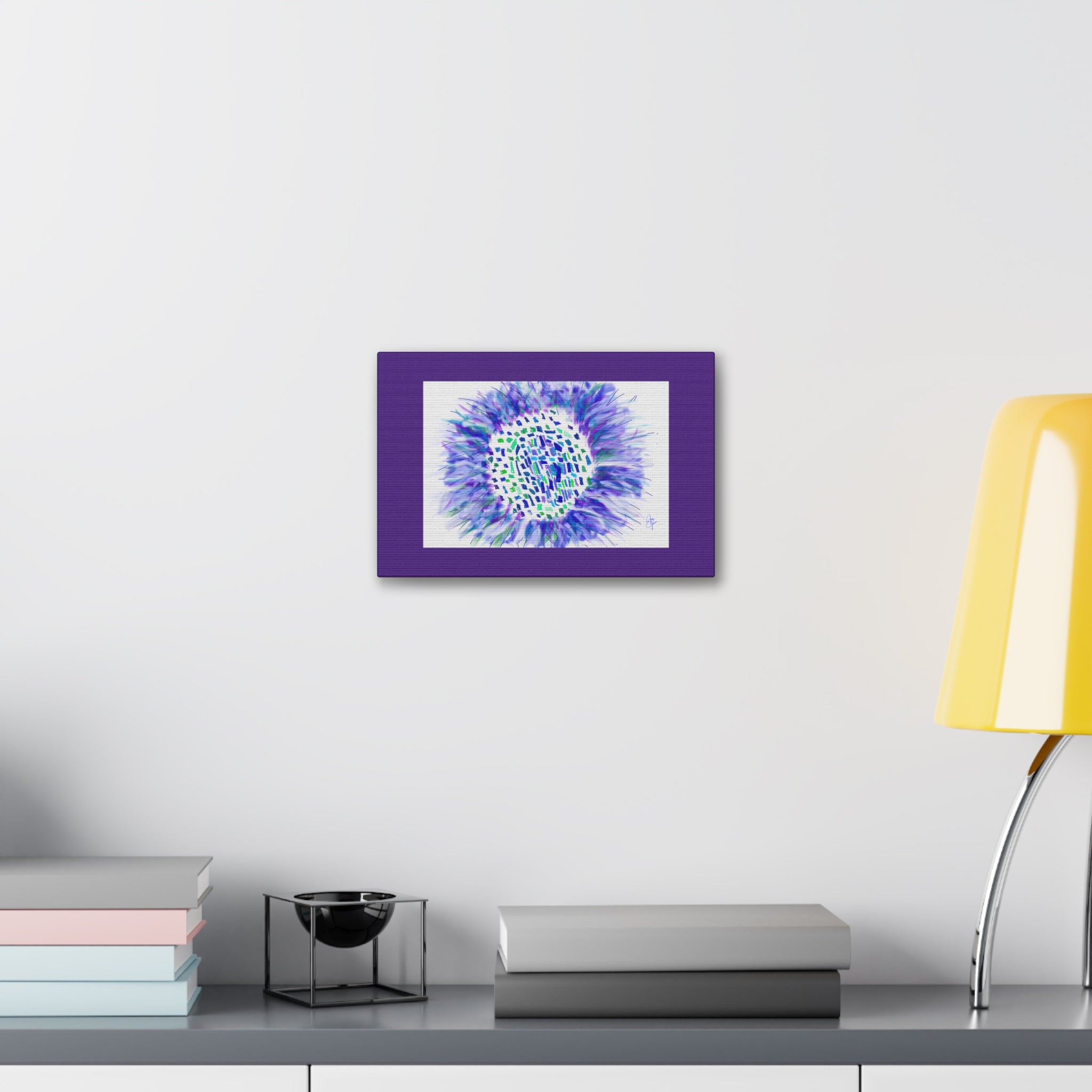 Abstract Blue-Purple Burst Canvas Stretched Art