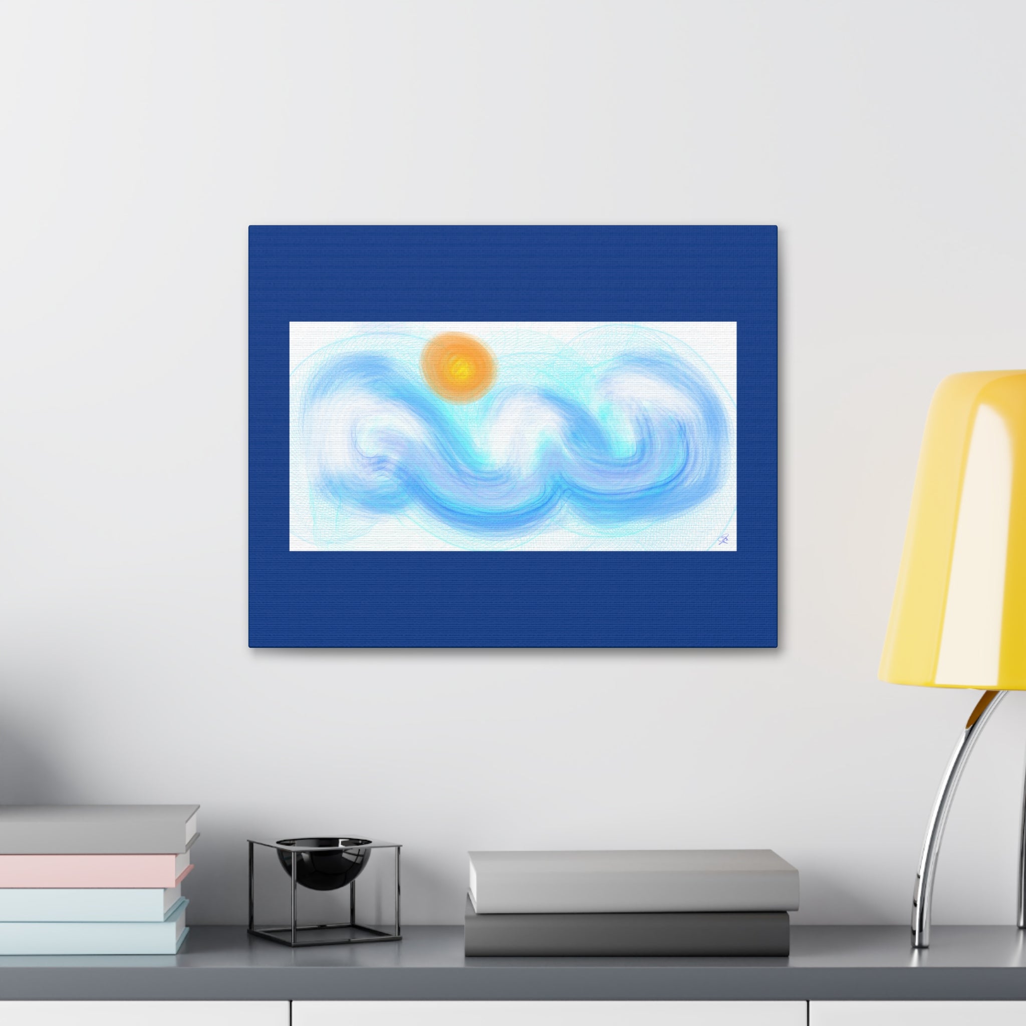Abstract Ocean Wave Canvas — Turquoise Stretched Wall Art
