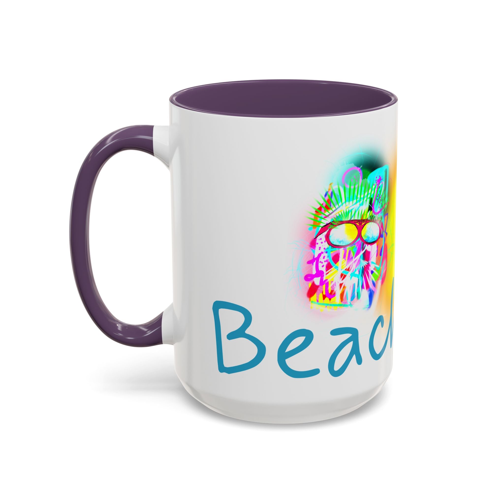 Beach Bum Coffee Mug — Colorful Retro Skull Design (11/15oz)