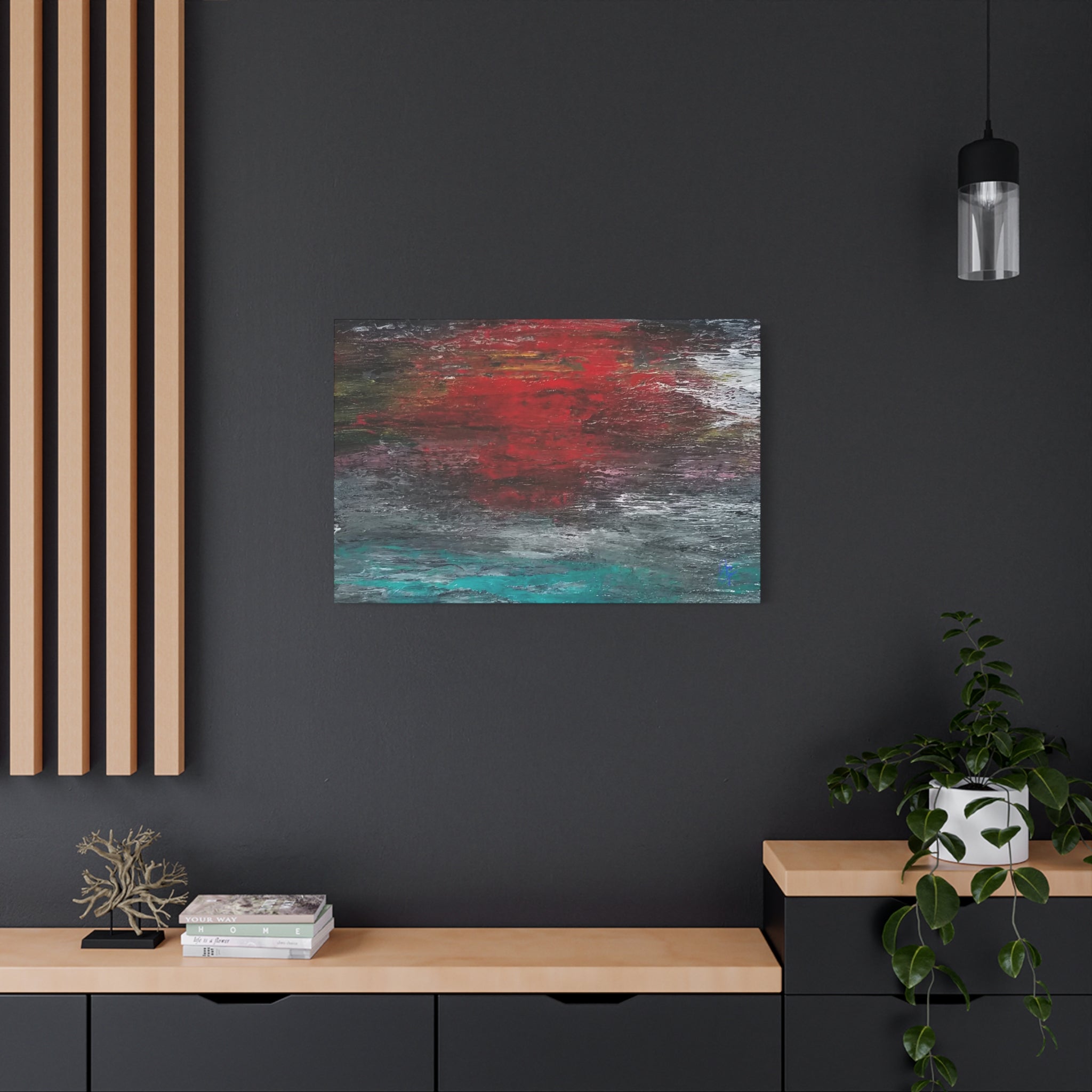 Abstract Red Horizon Matte Canvas Wall Art, Stretched 1.25"