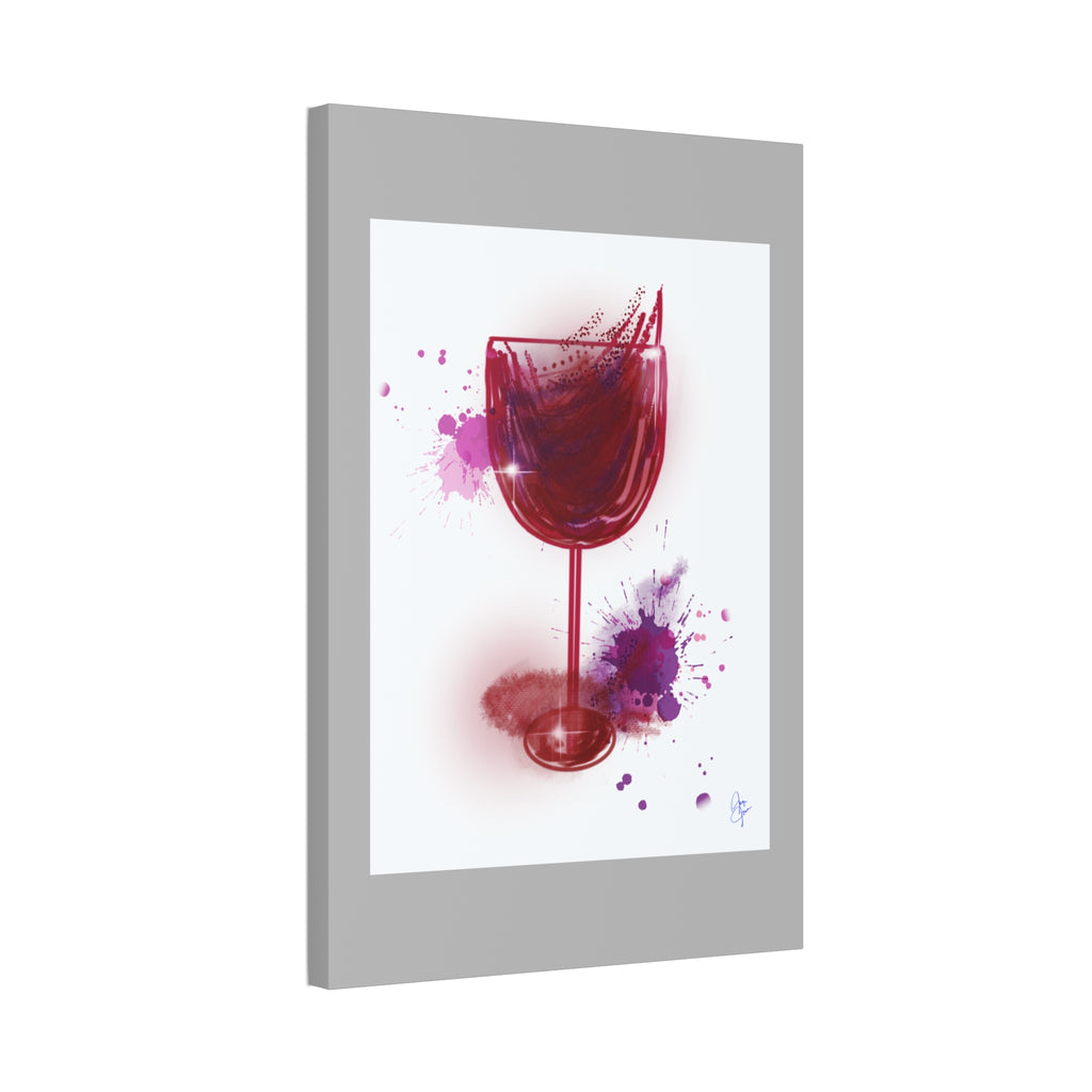 Wine Glass Art Canvas — Red Wine Splash Stretched Wall Art (1.5" Depth)