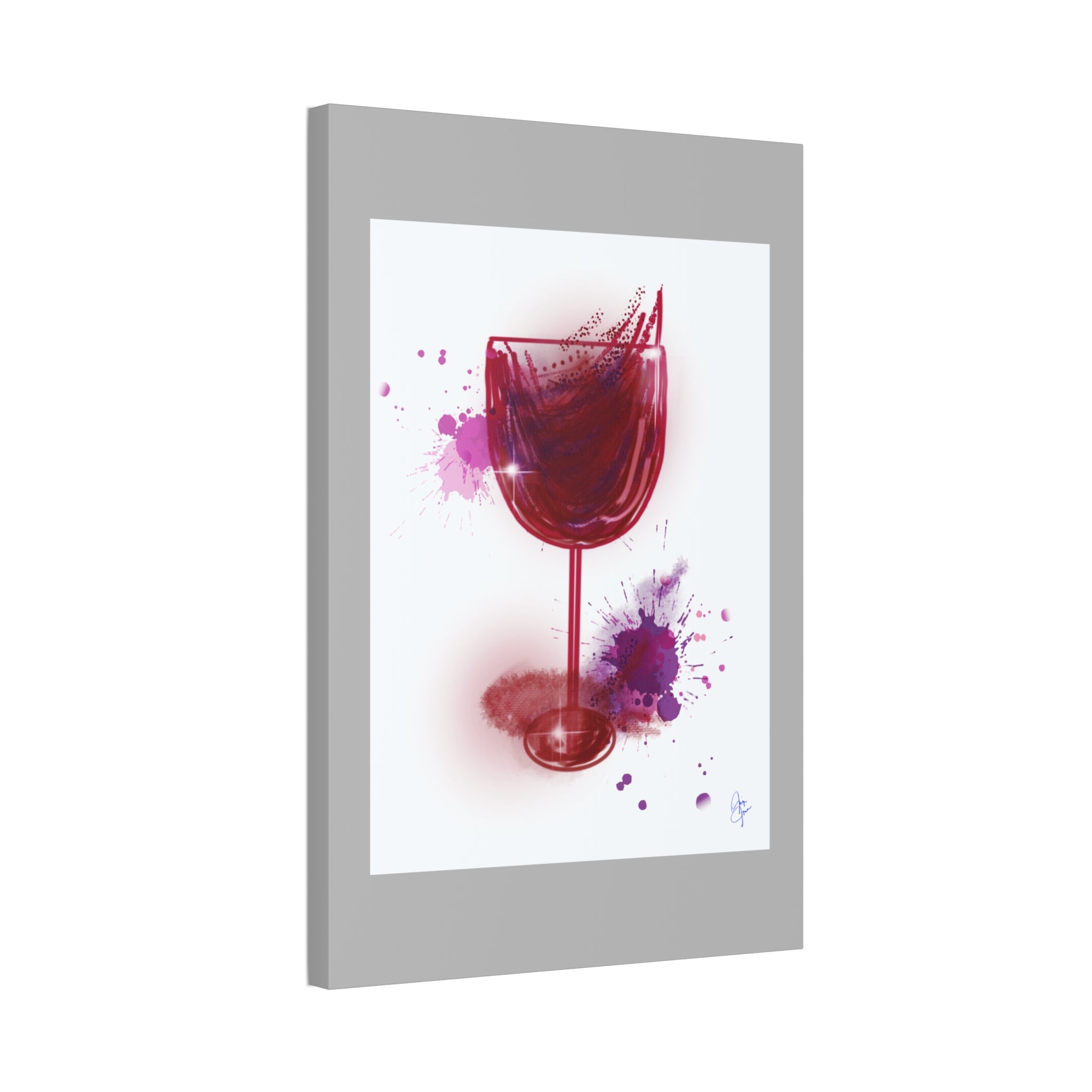 Wine Glass Art Canvas — Red Wine Splash Stretched Wall Art (1.5" Depth)