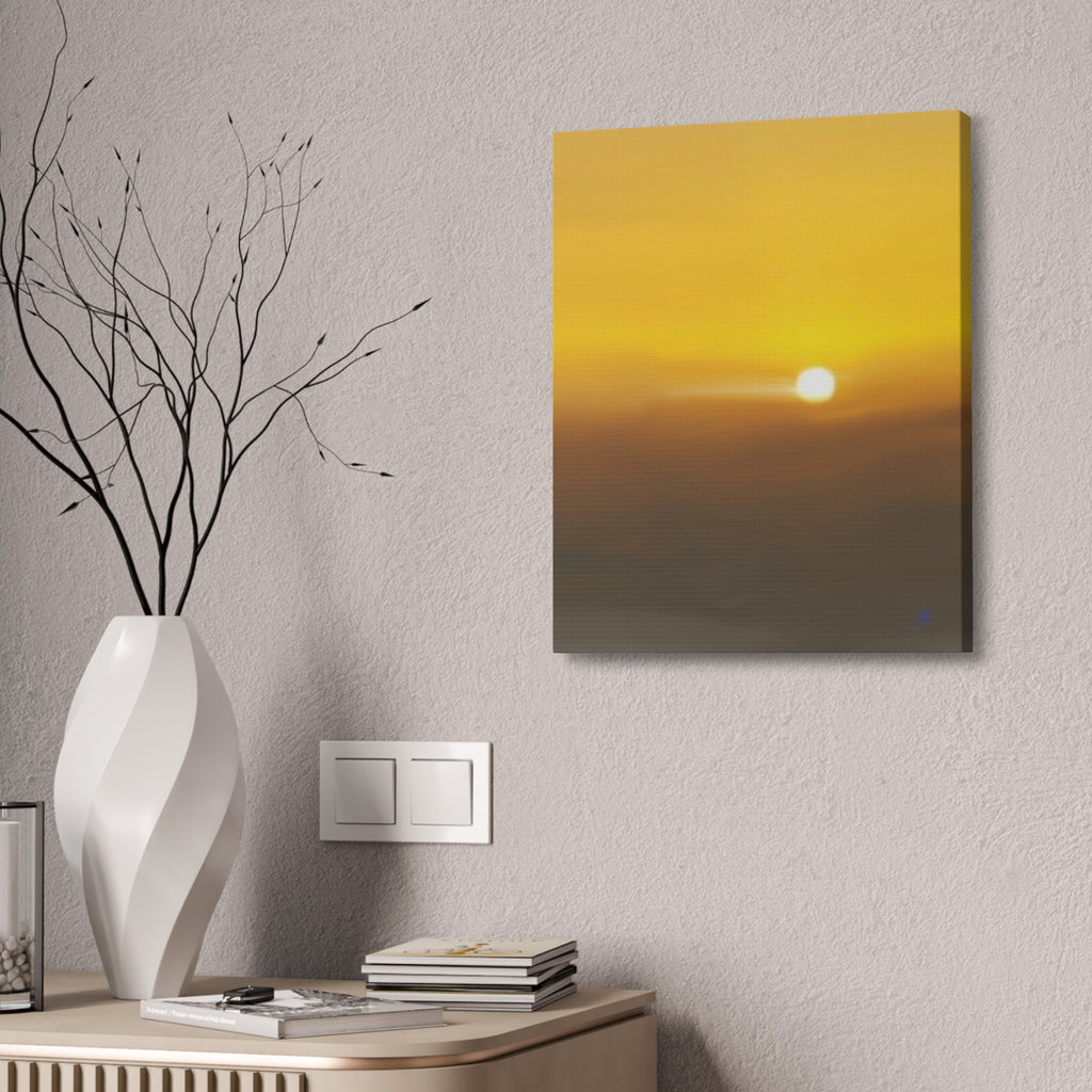 Golden Sunrise Canvas Wall Art — Tranquil Sunrise Stretched Canvas