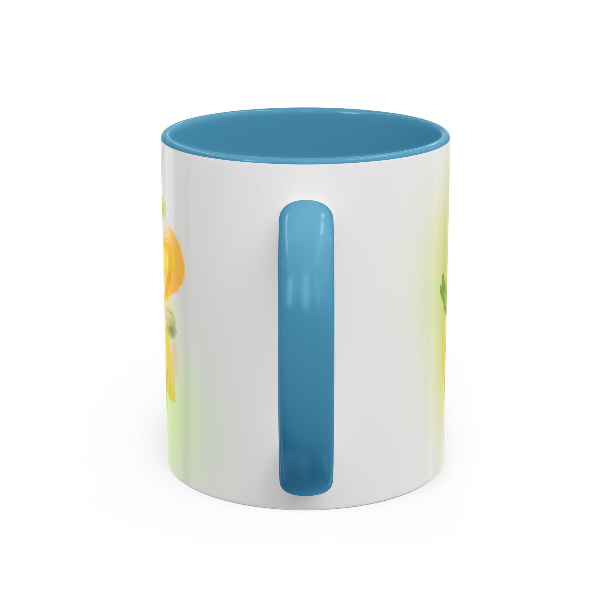 Sunlit Daisy Accent Coffee Mug — Yellow Floral 11/15oz
