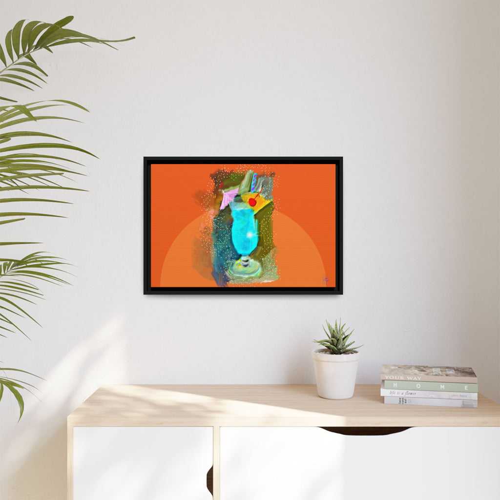 Tropical Blue Cocktail Canvas Print — Framed Matte Bar Art
