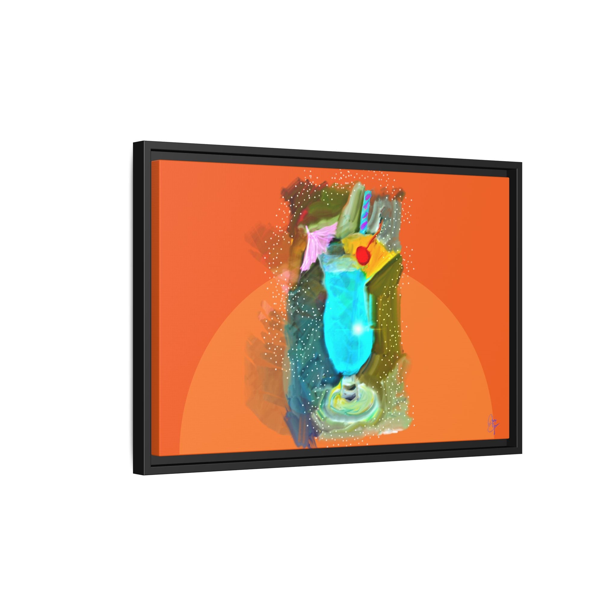 Tropical Blue Cocktail Canvas Print — Framed Matte Bar Art