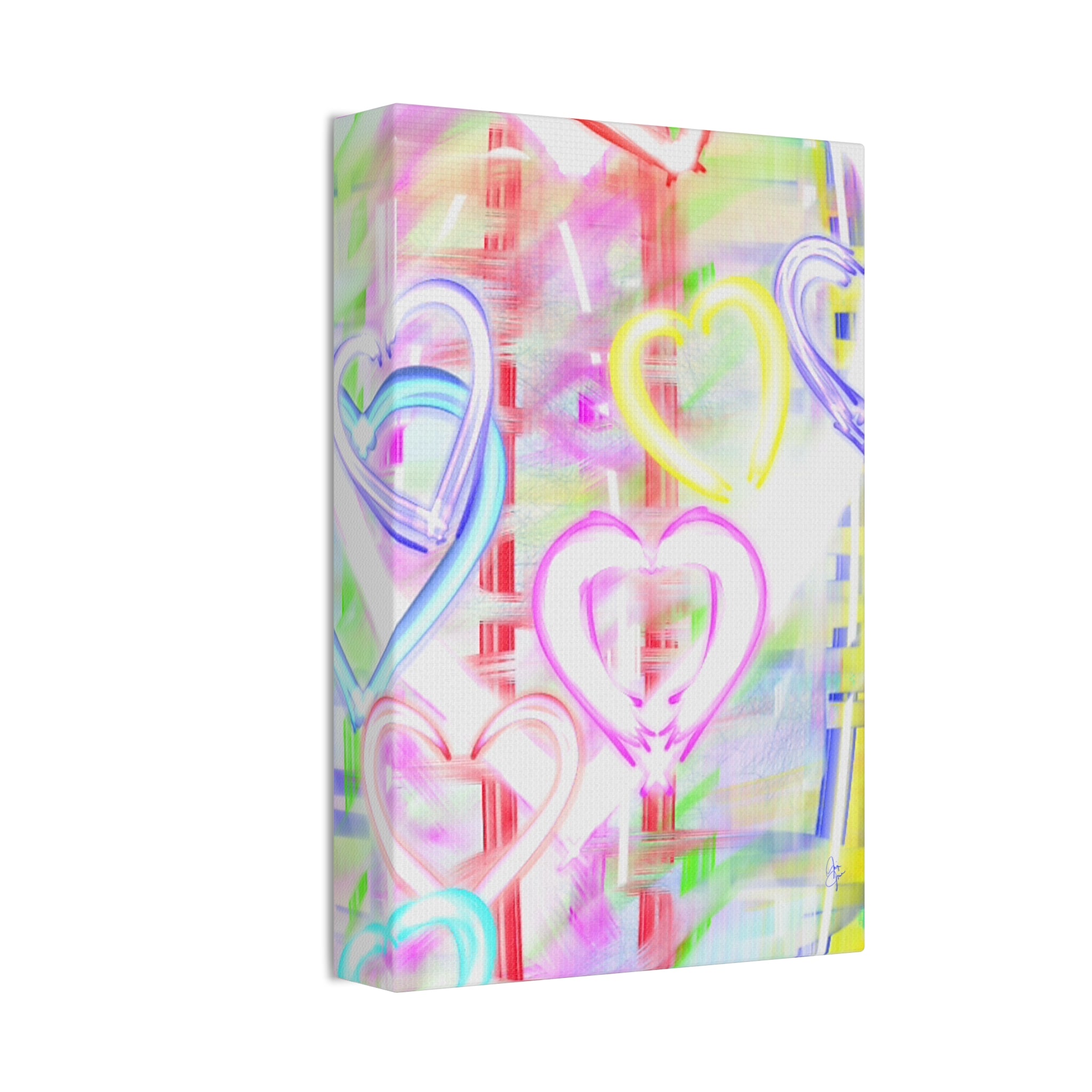Colorful Neon Hearts Canvas Print — Stretched 1.5" Wall Art
