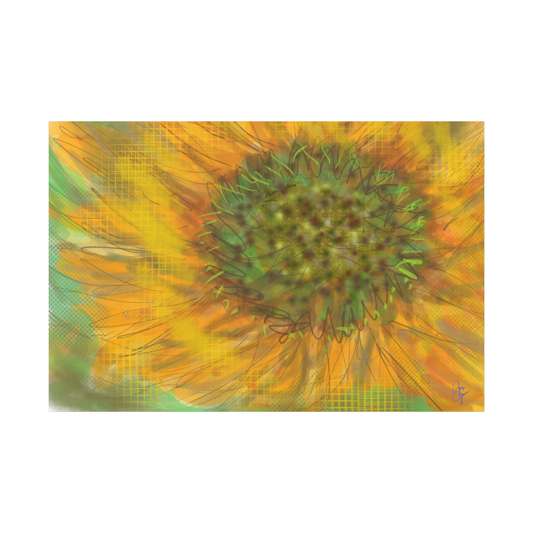 Sunflower Burst Matte Canvas Wall Art — Orange Stretched Canvas Print