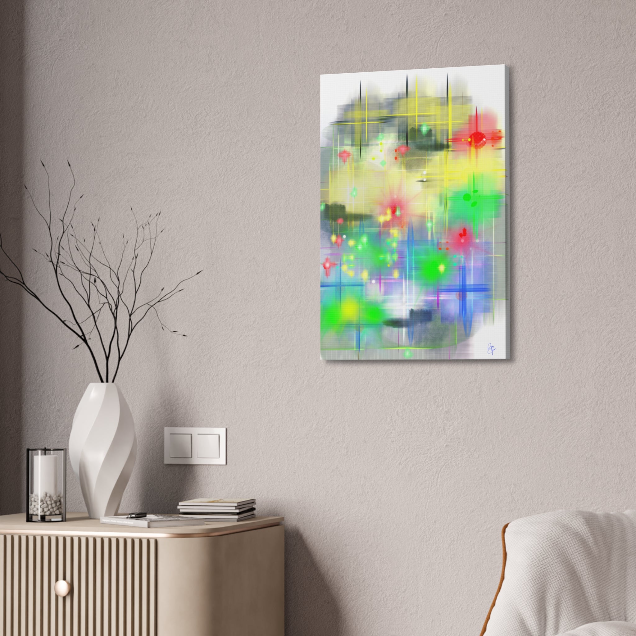 City Lights Canvas Stretched 1.5" — Urban Night Skyline Wall Art