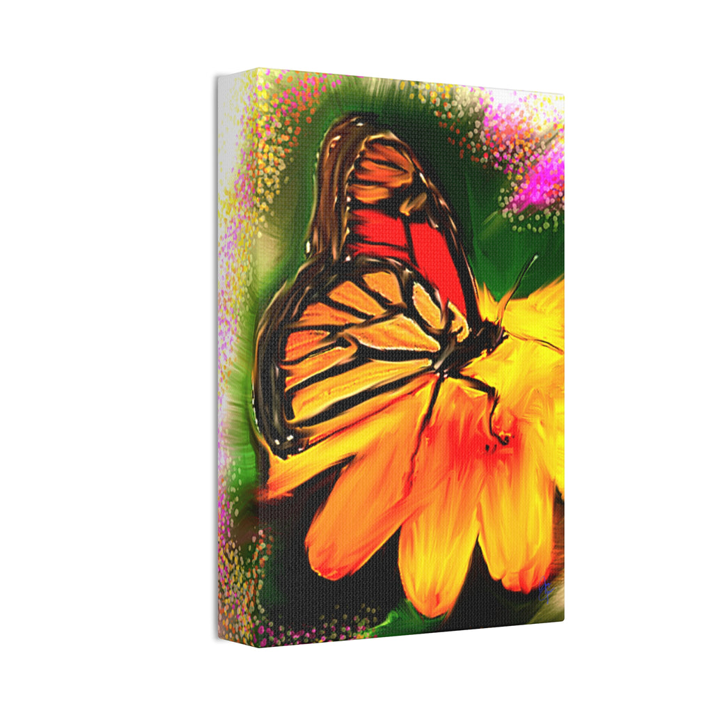 Butterfly Garden Canvas Stretched Art – Vibrant Monarch Wall Decor (1.5" Depth)
