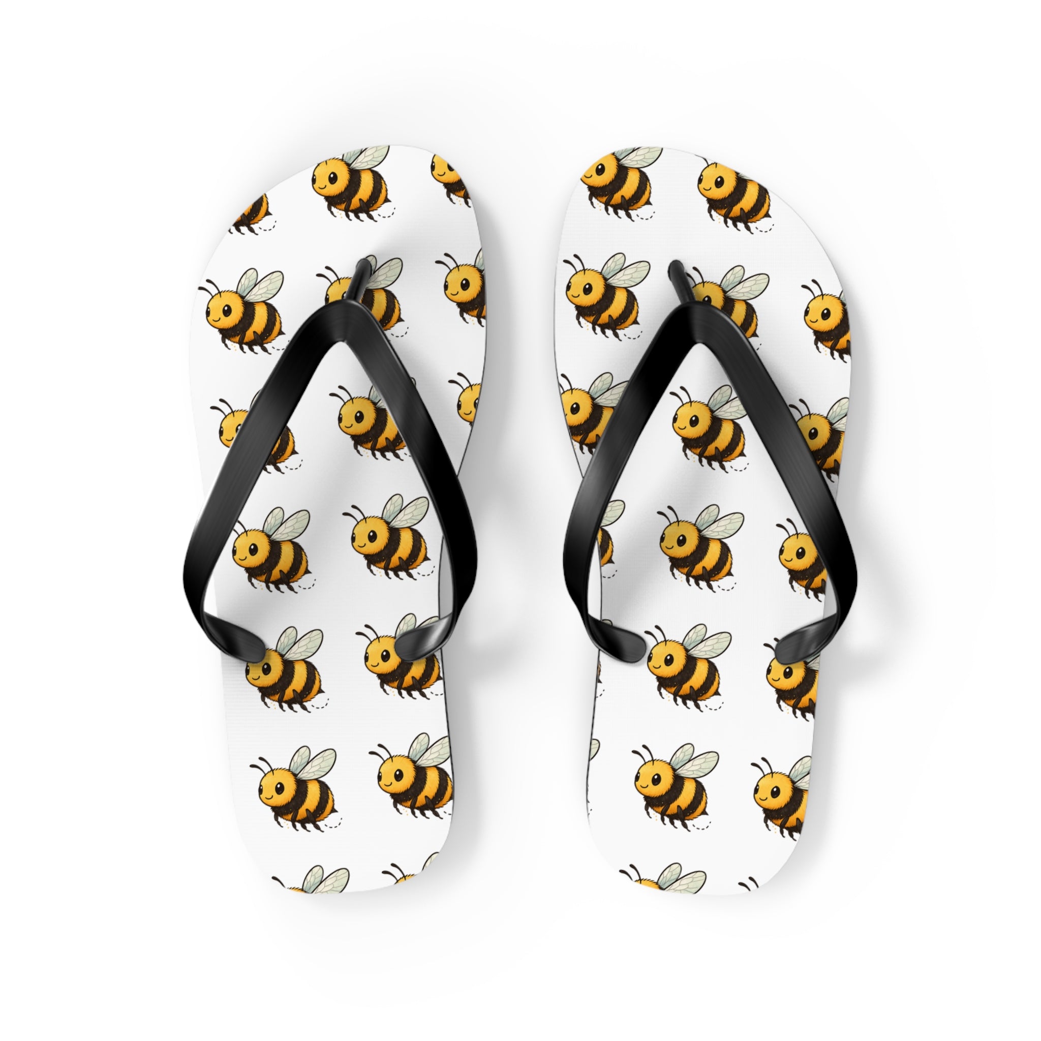 Bee Pattern Flip Flops — Cute Yellow Bee Summer Sandals
