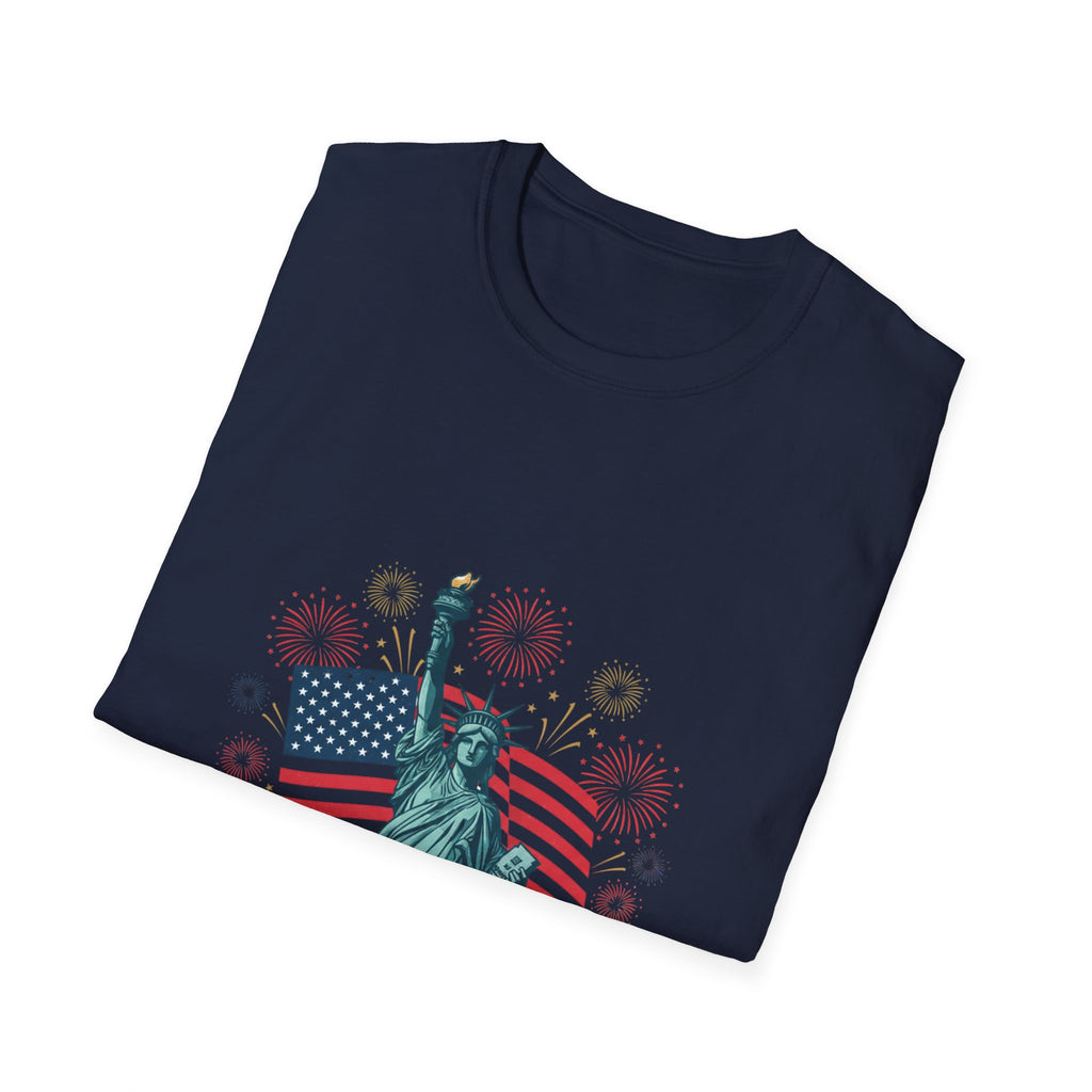 T-Shirt — "Happy 250th Birthday America" Statue of Liberty & Flag Patriotic Tee