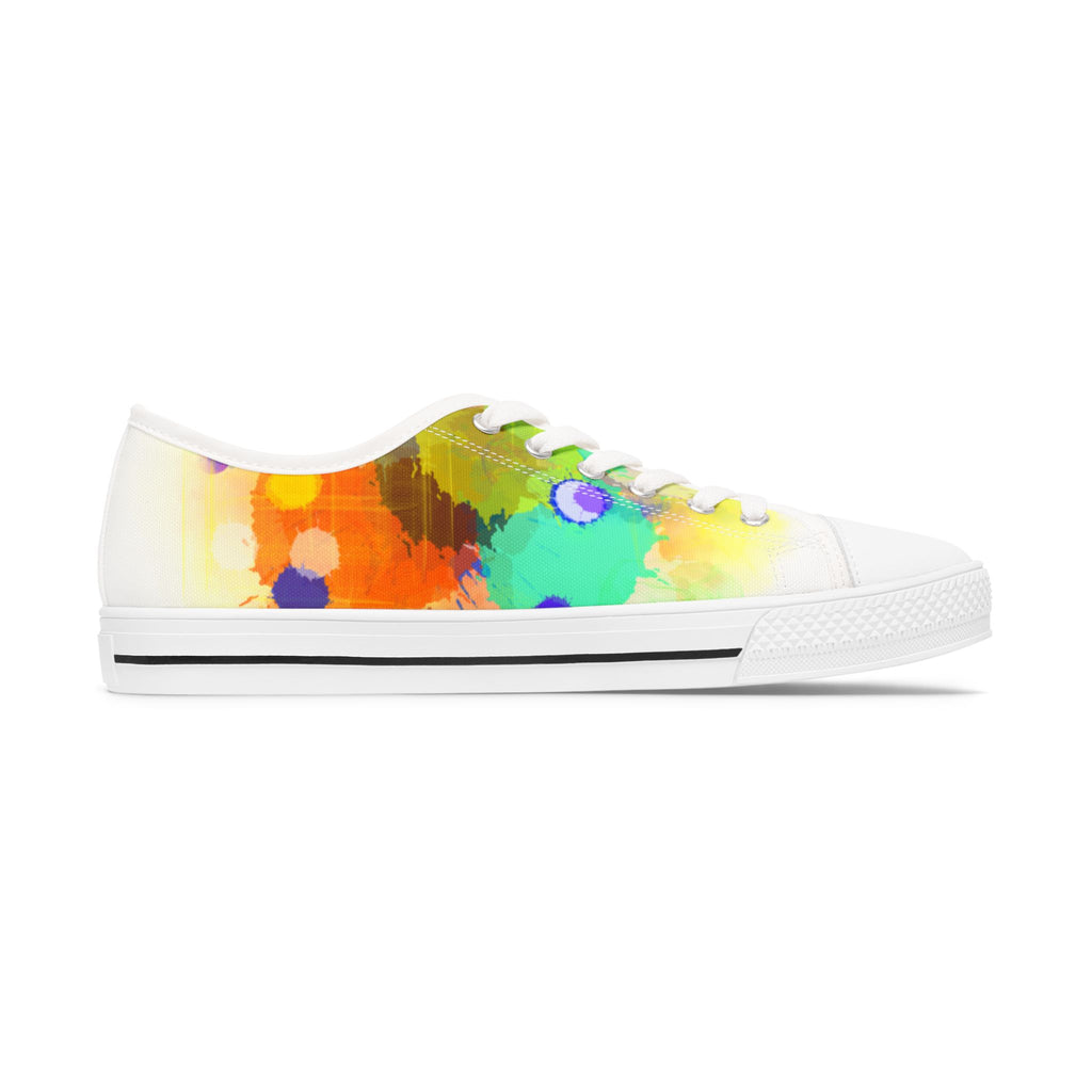 Women's Low Top Sneakers — Vibrant Watercolor Splash Casual Shoes