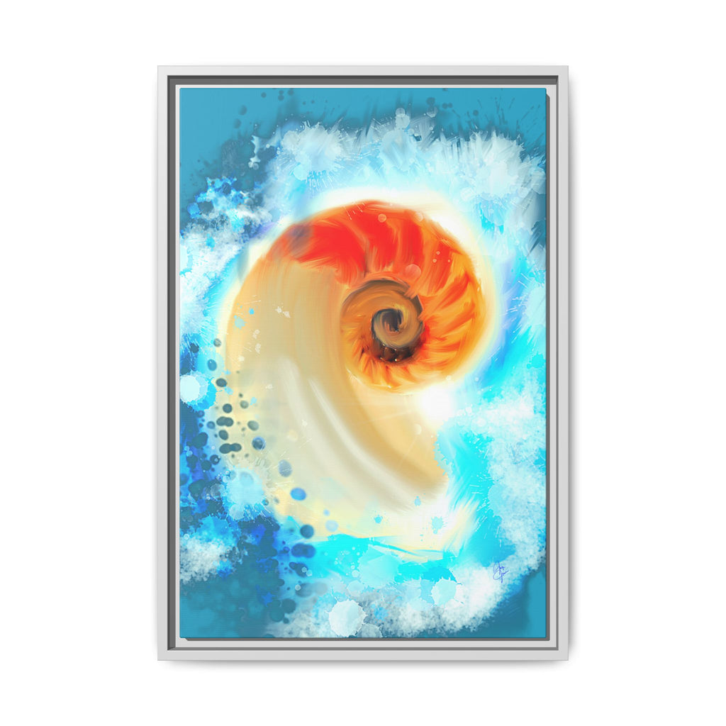 Framed Abstract Spiral Canvas Art — Vibrant Nautical Wave Print