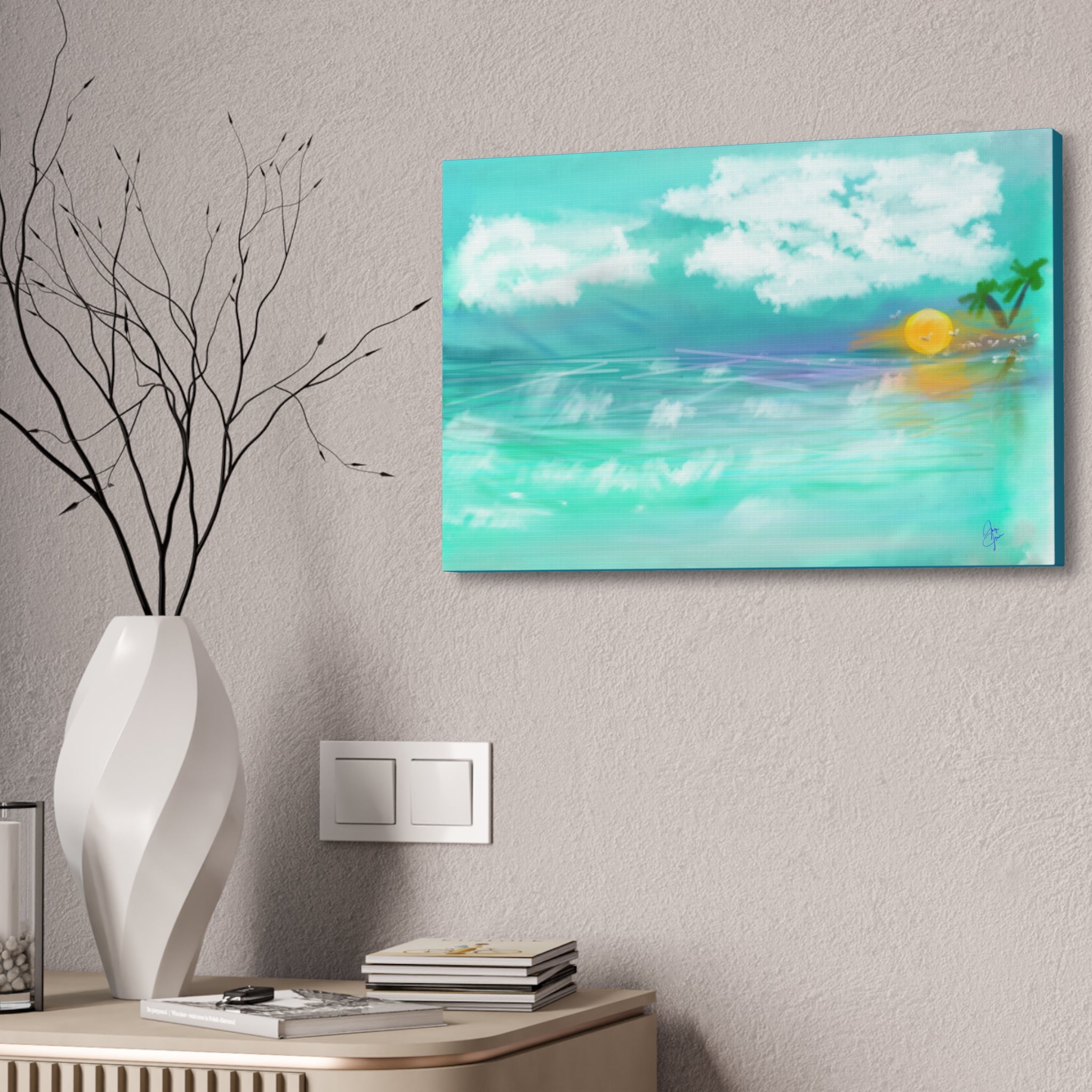 Tropical Sunset Beach Canvas — Stretched 1.5" Wall Art