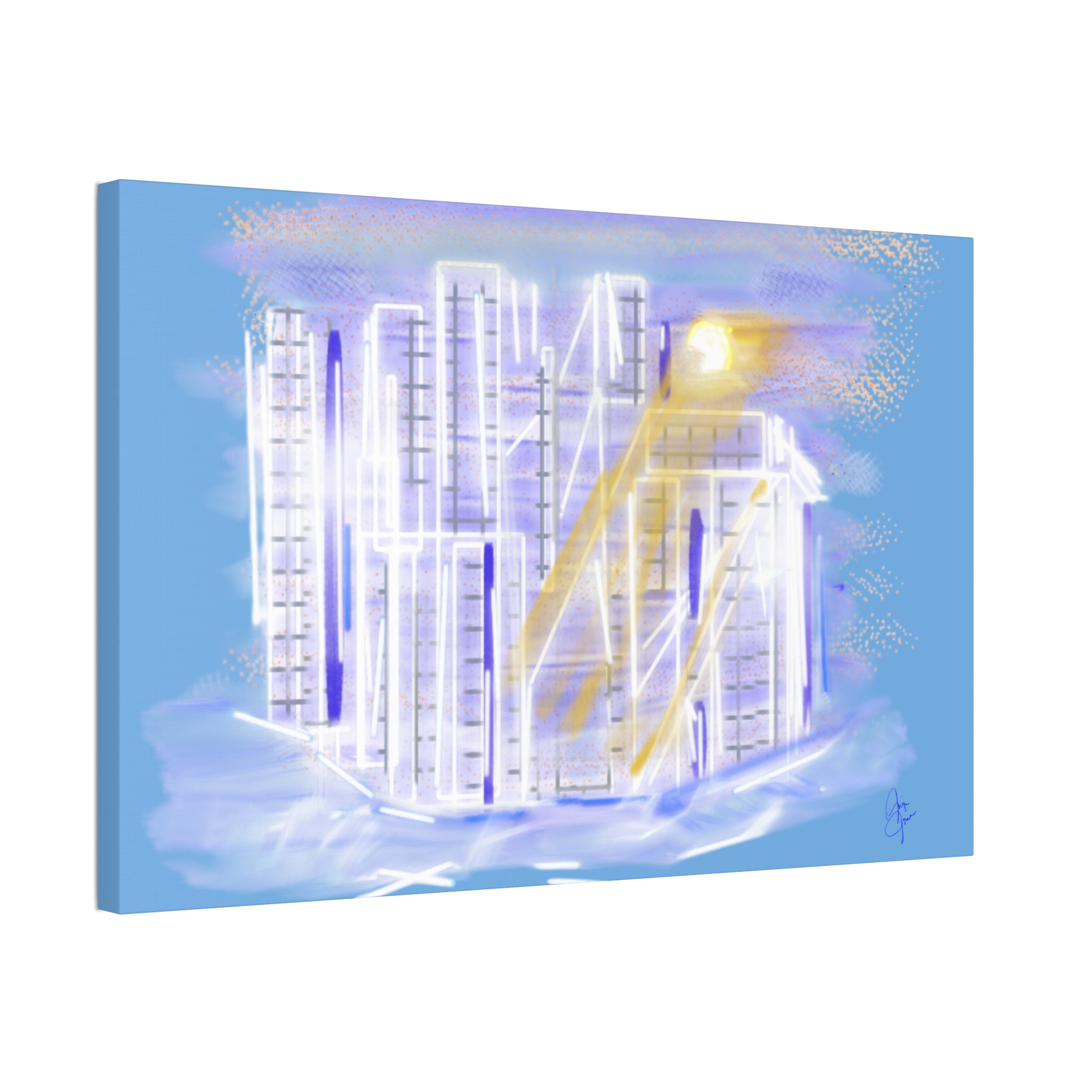 Urban Nightscape Canvas Art - Neon City Skyline Stretched Canvas