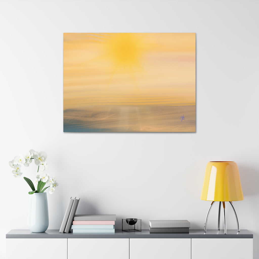 Golden Sunrise Canvas Wall Art – Tranquil Coastal Landscape, Stretched 1.5"