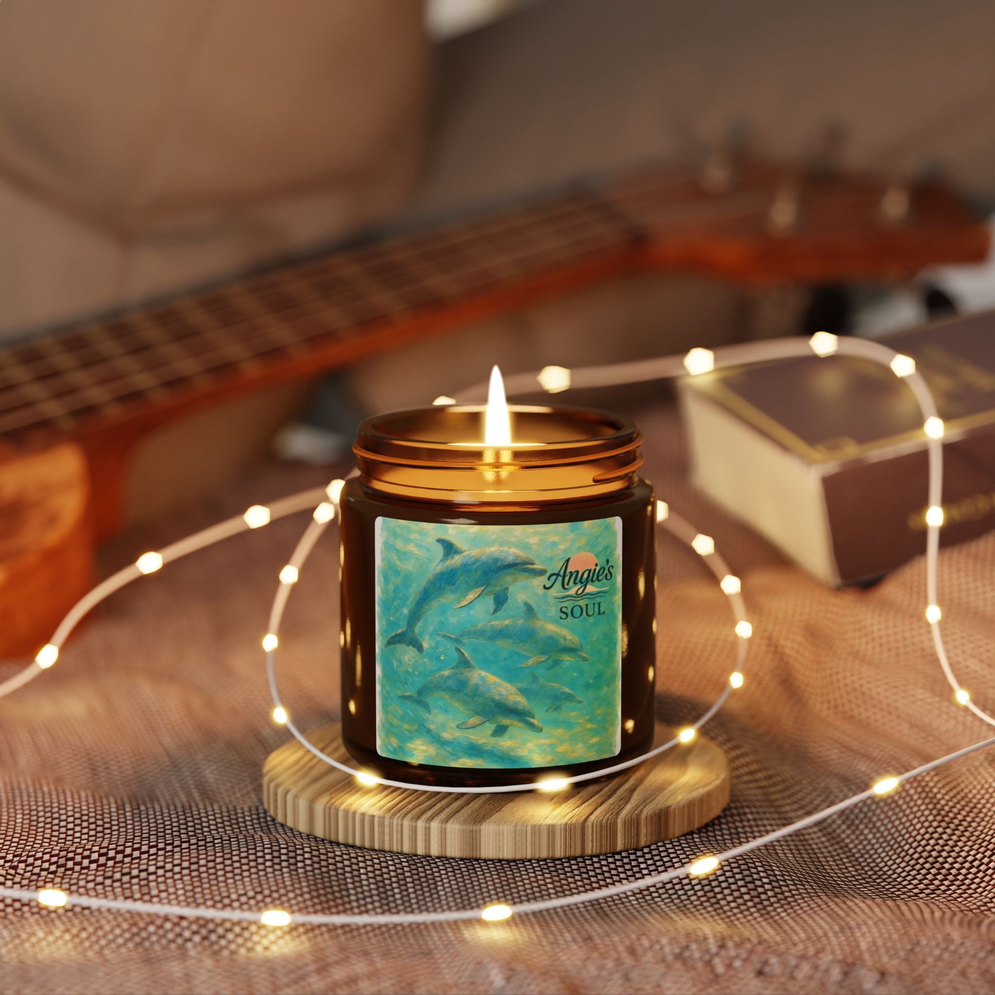 Dolphin Ocean Soy Candle — Amber Jar Scented Candle (Multi-Size)