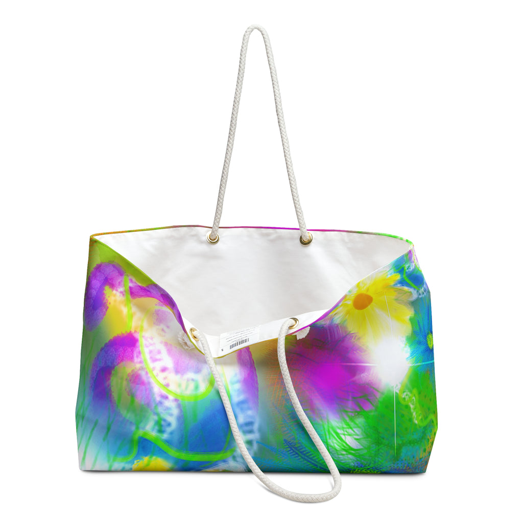 Floral Breeze Weekender Bag — Bright Tie-Dye Daisy Travel Tote