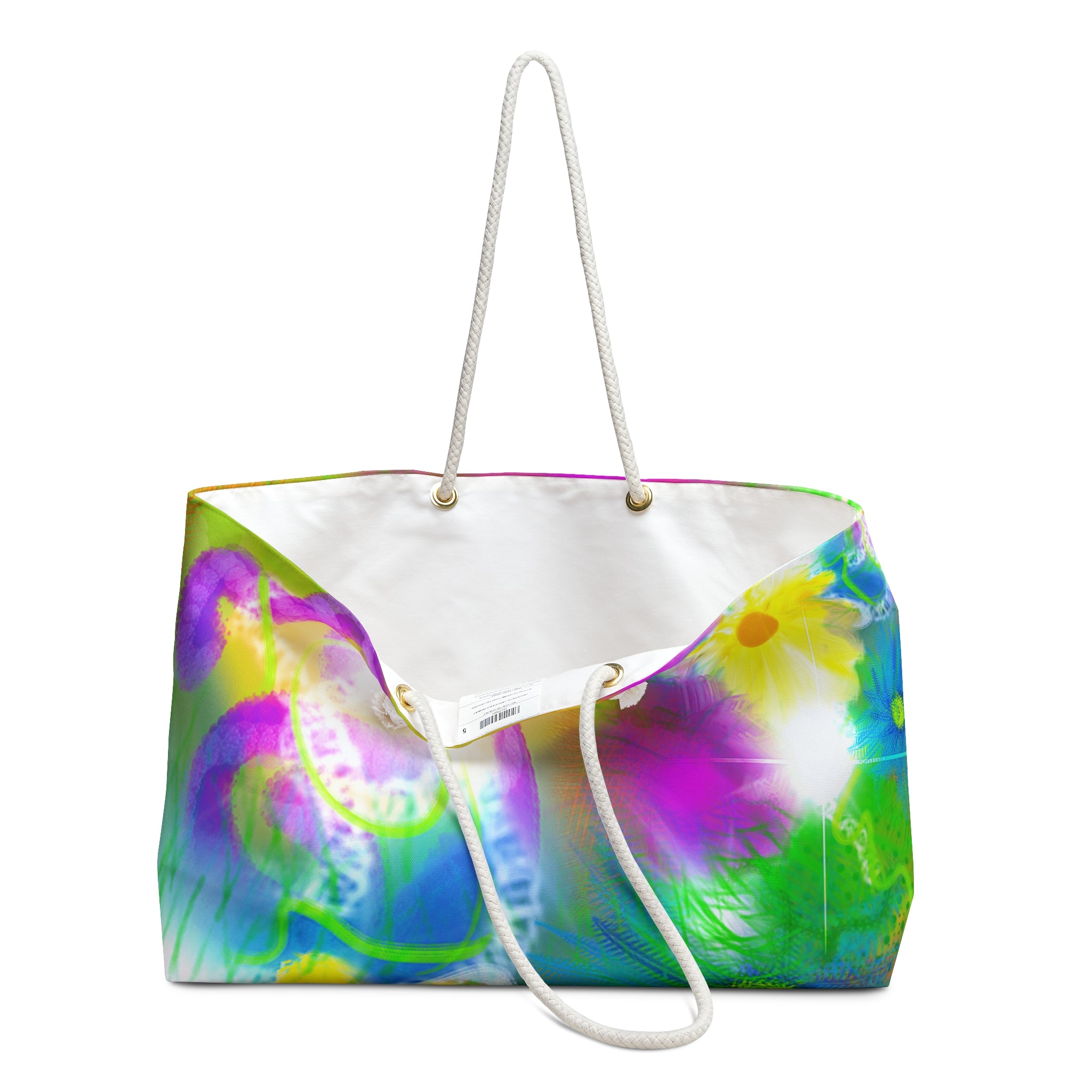 Floral Breeze Weekender Bag — Bright Tie-Dye Daisy Travel Tote
