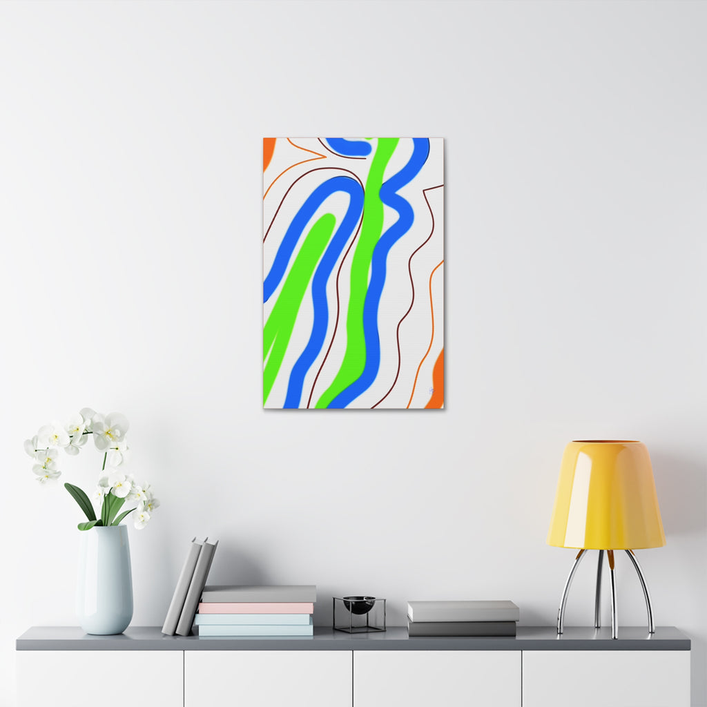 Abstract Wavy Stripes Canvas Print — Colorful Blue, Green & Orange Wall Art