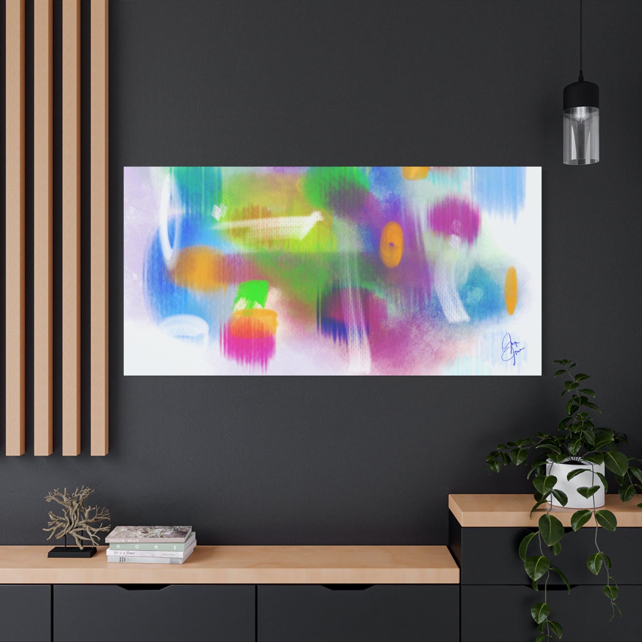 Abstract Colorful Brushstroke Canvas Print — Vibrant Modern Wall Art