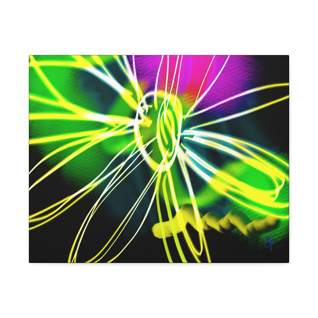 Neon Bloom Canvas Print — Abstract Floral Wall Art (Stretched 1.5")