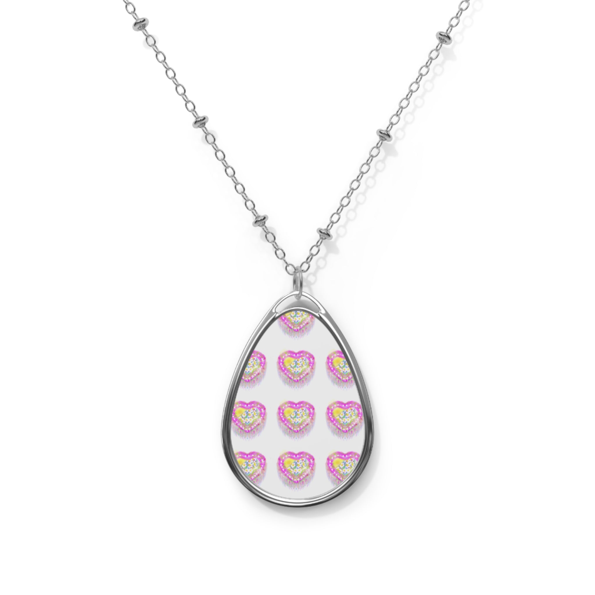 Valentine's Day Oval Necklace — Romantic Heart Pendant