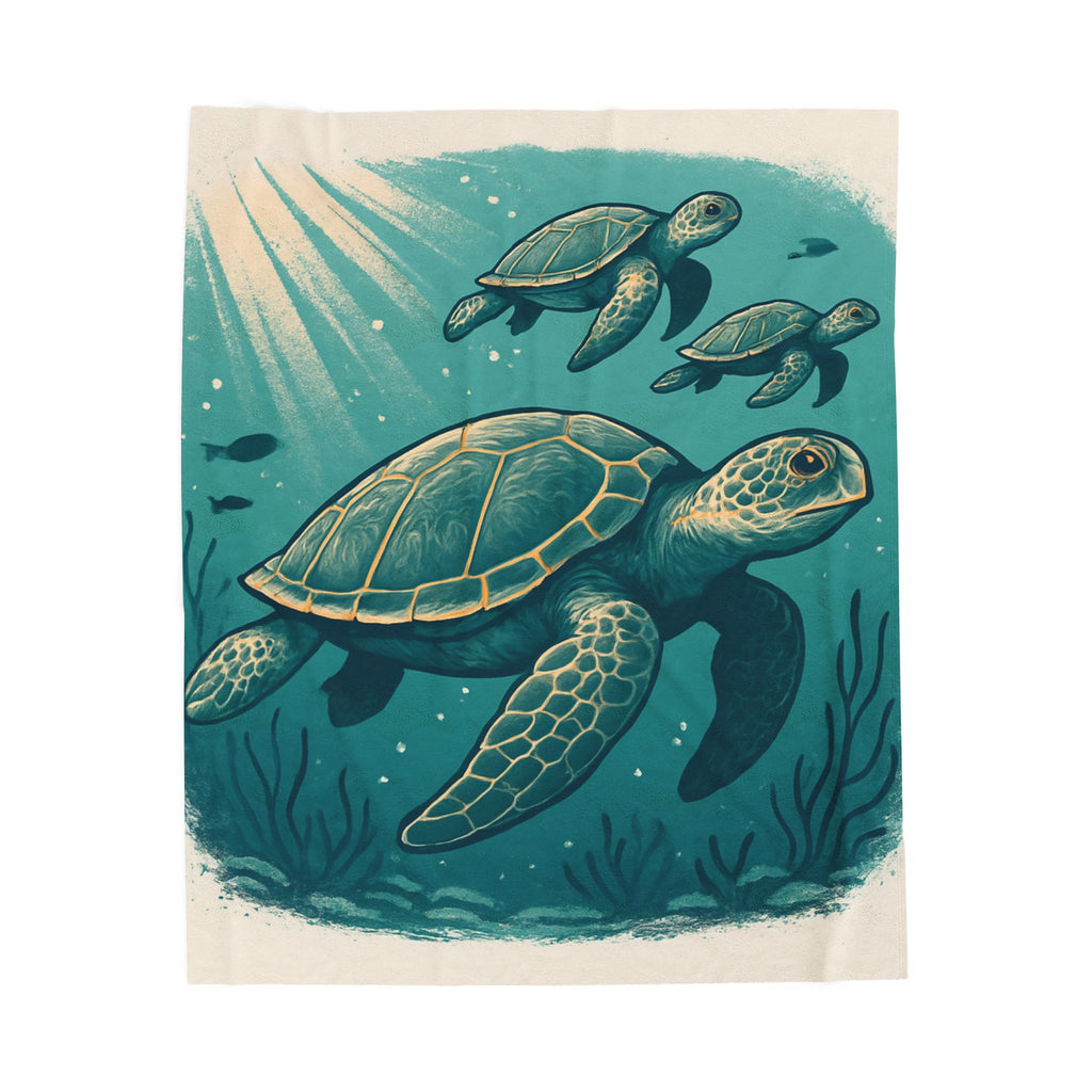 Sea Turtle Velveteen Plush Blanket - Cozy Ocean-Inspired Home Decor 1