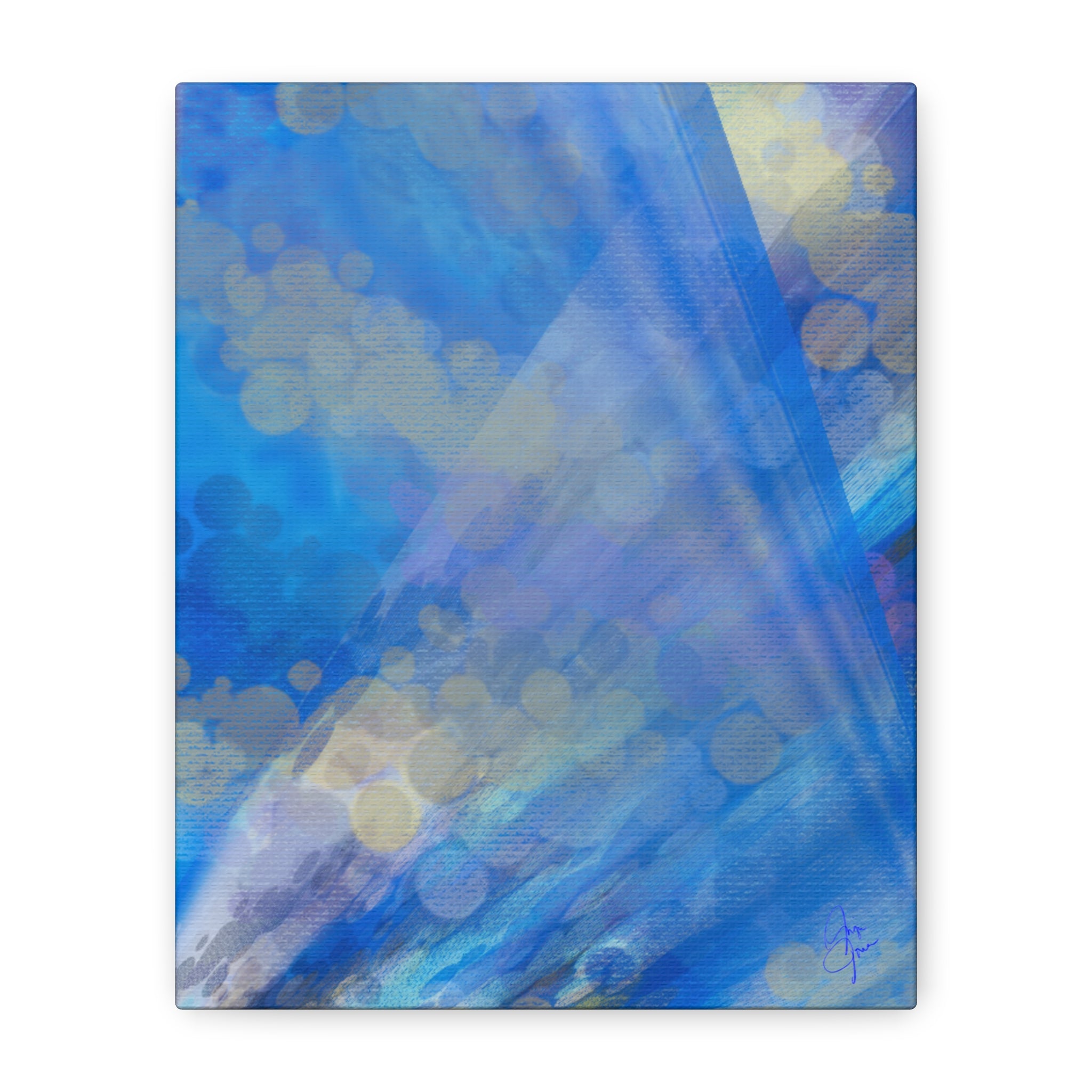 Abstract Blue Bokeh Matte Canvas Wall Art