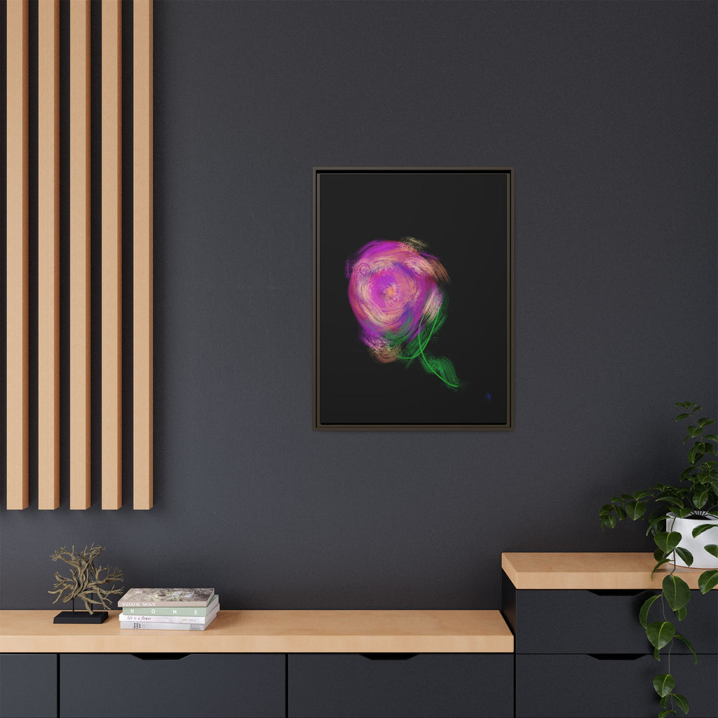 Abstract Rose Swirl Matte Framed Canvas — Multicolor Floral Wall Art
