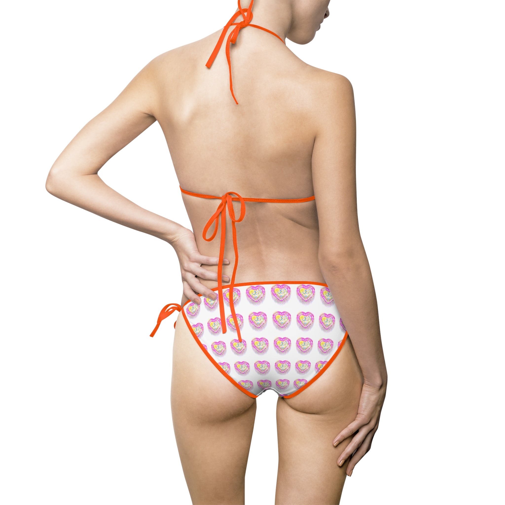 Heart Donut Print Bikini — Women’s Tie-Side Triangle Swimsuit