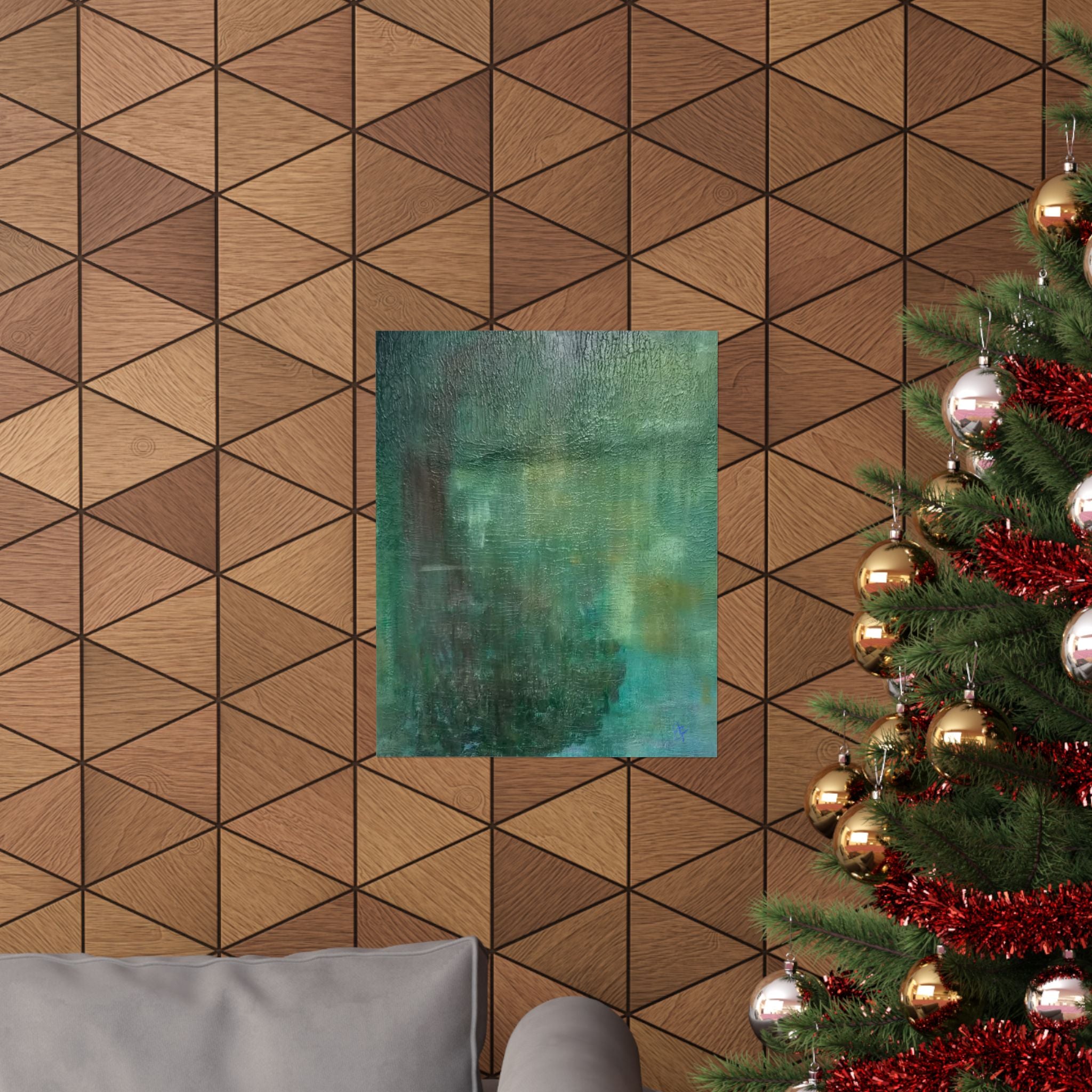 Abstract Teal Canvas Matte Poster — Serene Green Wall Art
