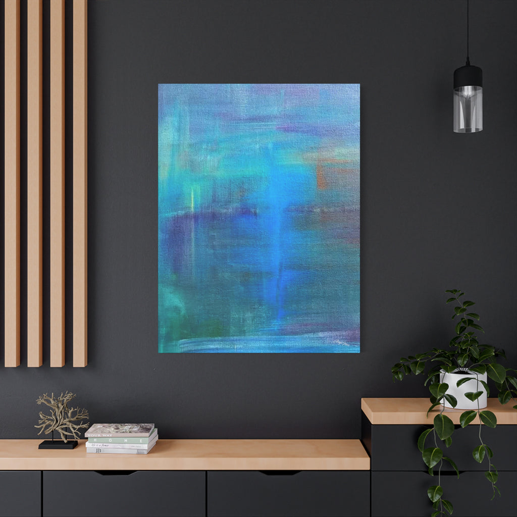Abstract Blue-Green Matte Canvas Print – Stretched 1.25" Wall Art
