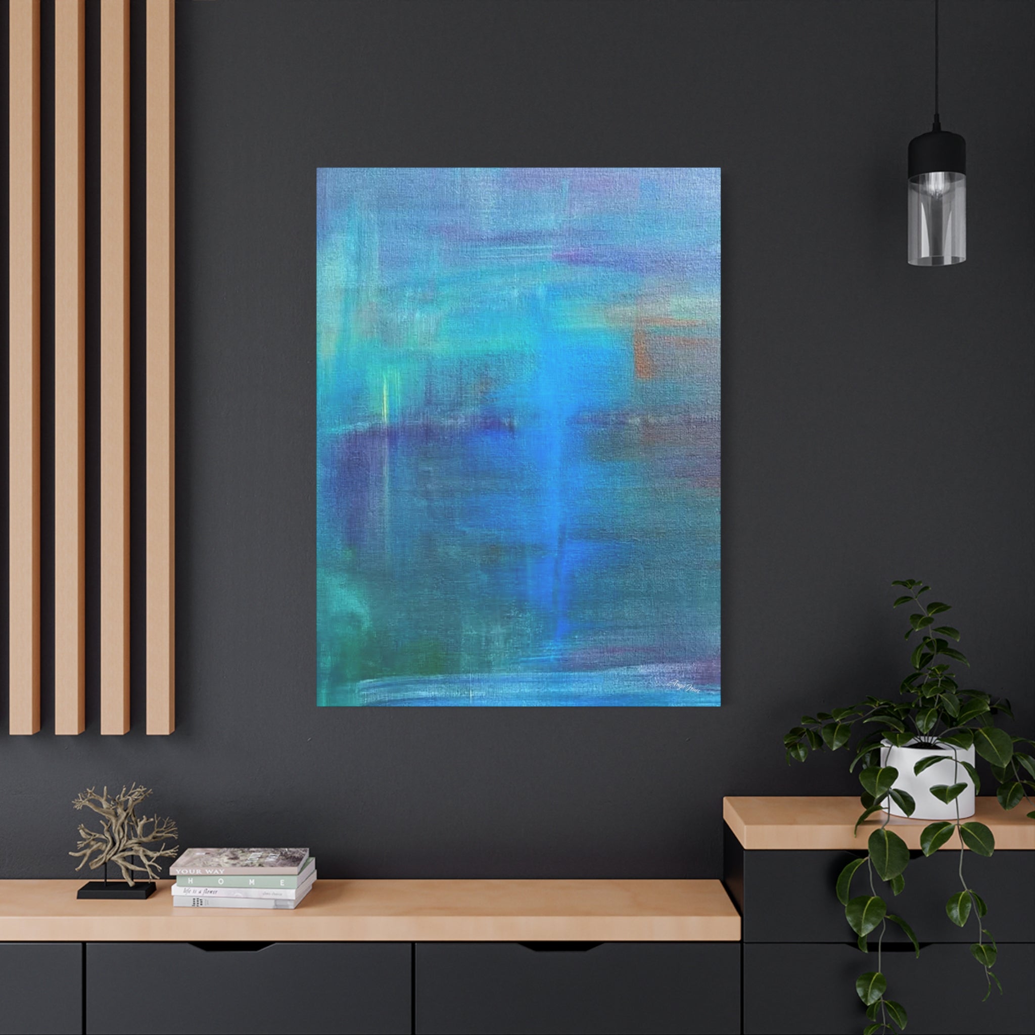 Abstract Blue-Green Matte Canvas Print – Stretched 1.25" Wall Art