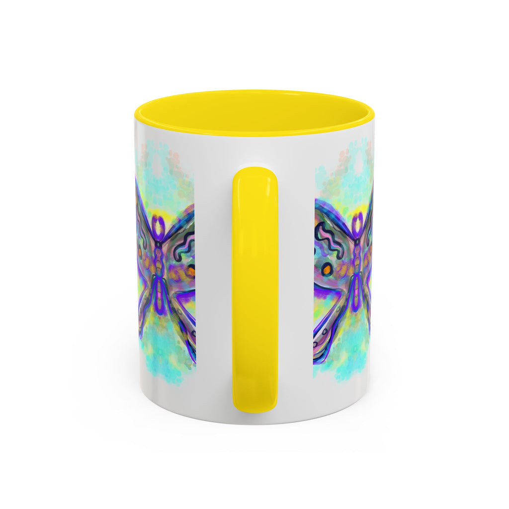 Butterfly Accent Coffee Mug — Colorful Watercolor Butterfly Design (11/15oz)