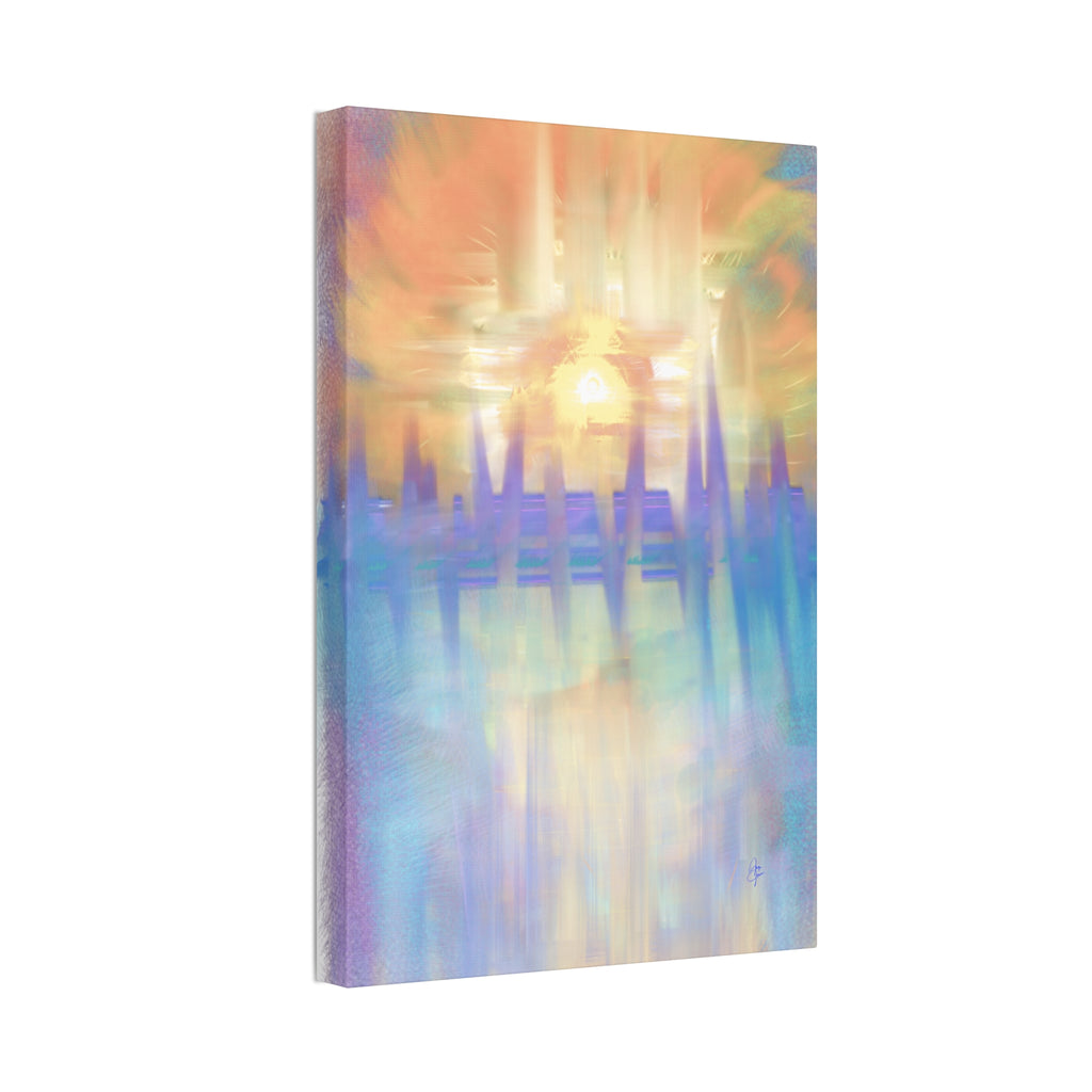 Sunrise Dreamscape Canvas Wall Art — Pastel Abstract Stretched Canvas (1.5")