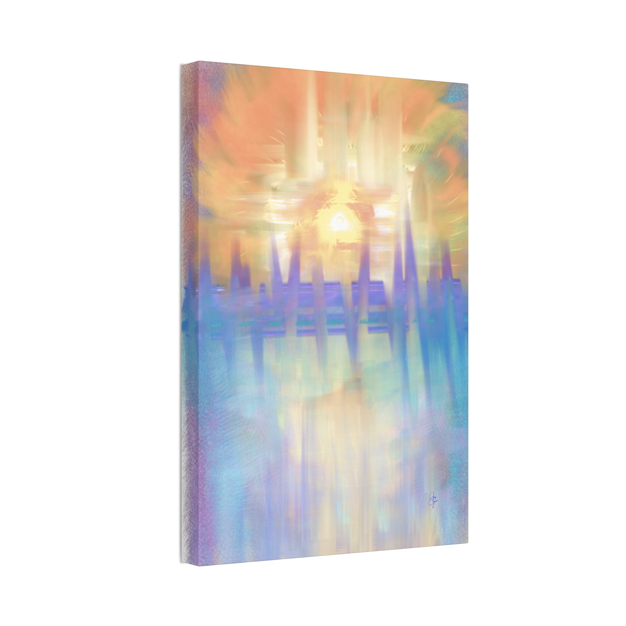 Sunrise Dreamscape Canvas Wall Art — Pastel Abstract Stretched Canvas (1.5")
