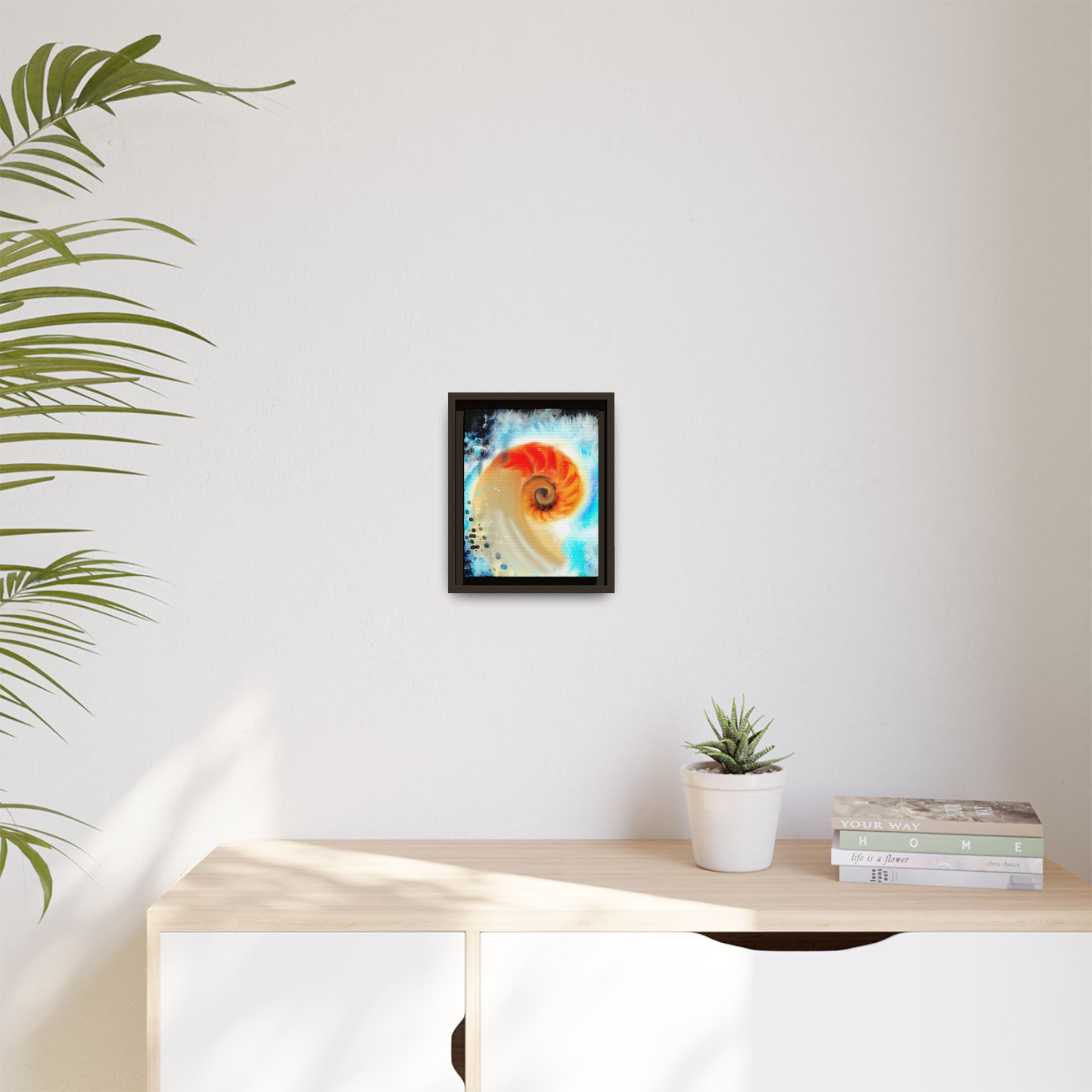 Framed Abstract Spiral Canvas Art — Vibrant Nautical Wave Print