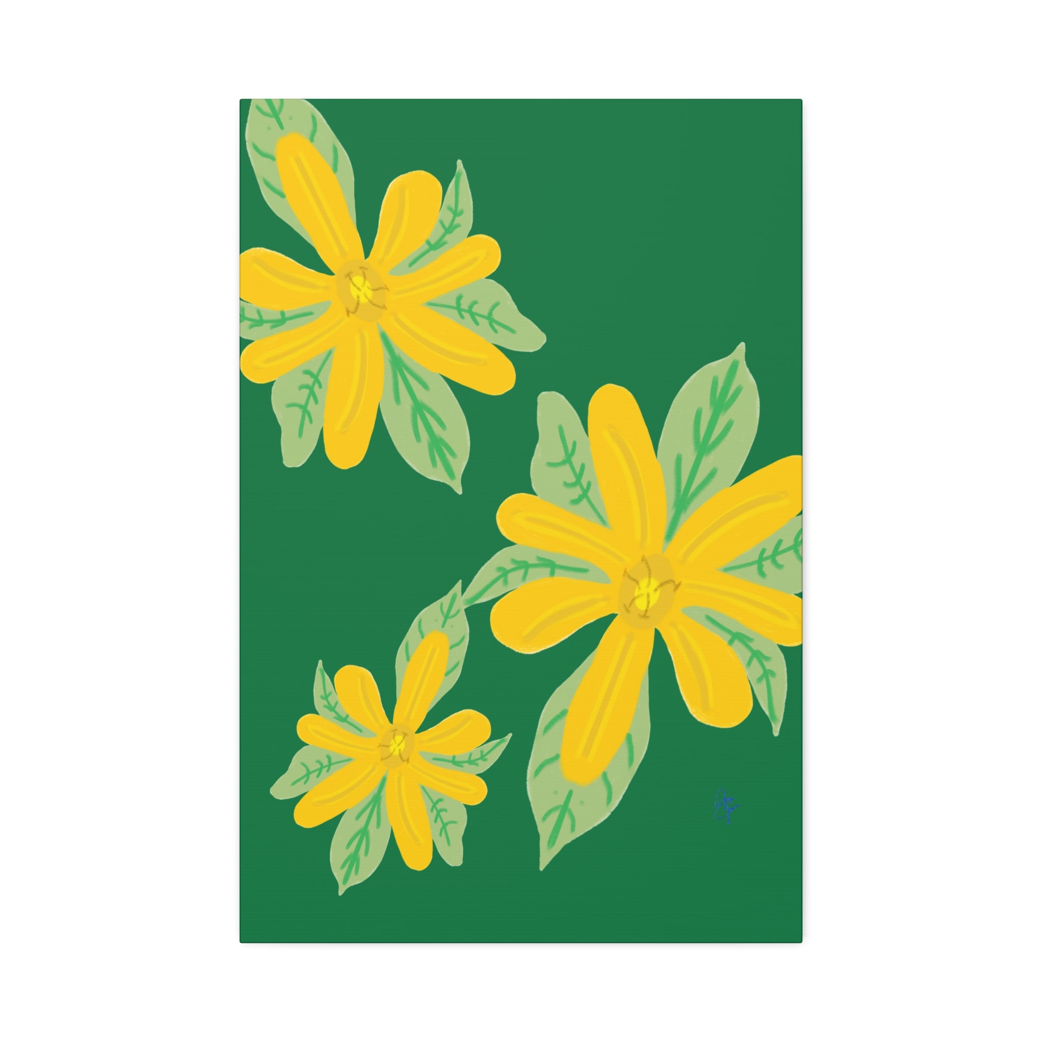 Yellow Daisy Canvas Wall Art — Bright Floral Stretched Canvas (1.5" Depth)