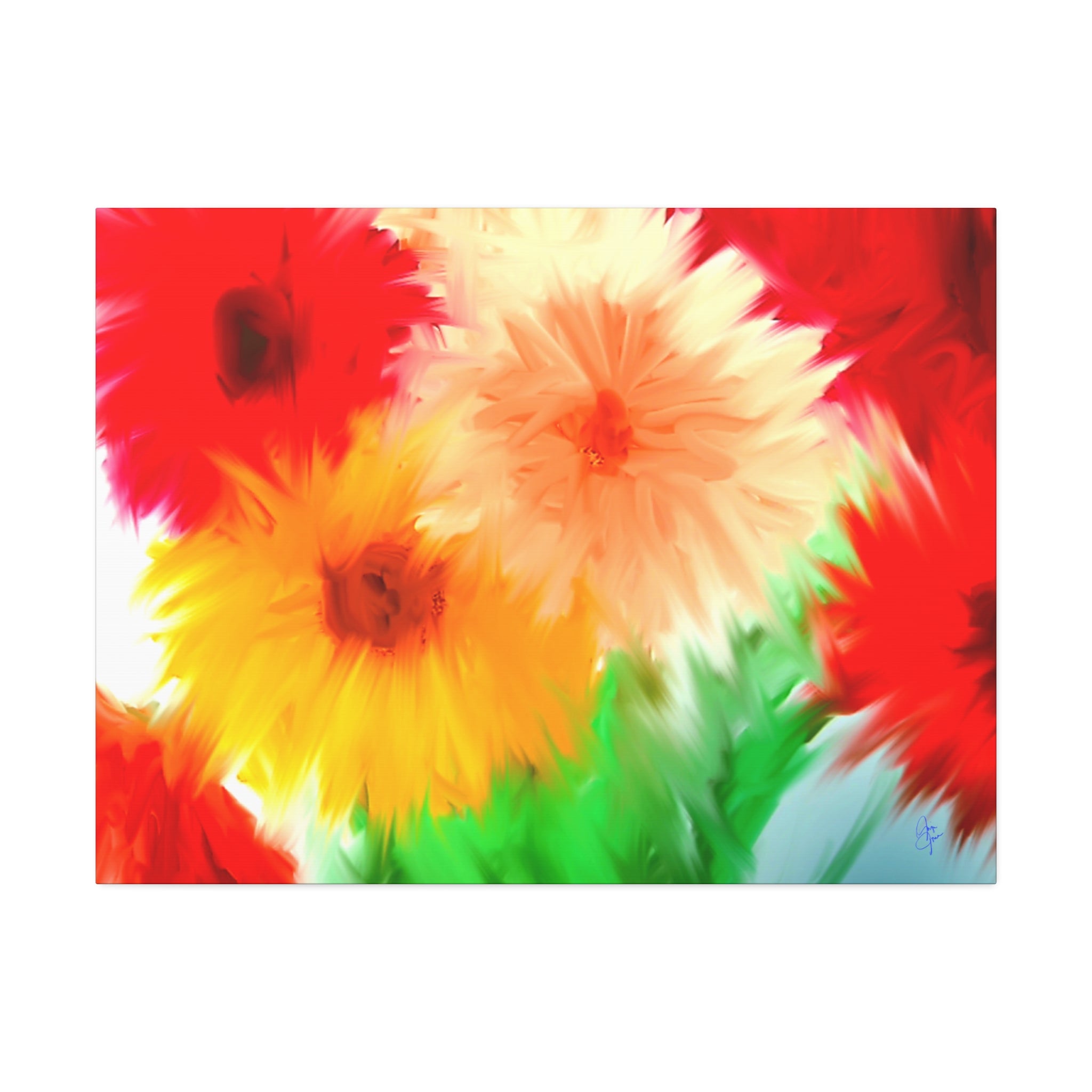 Bright Floral Abstract Canvas Wall Art — Stretched 1.5"