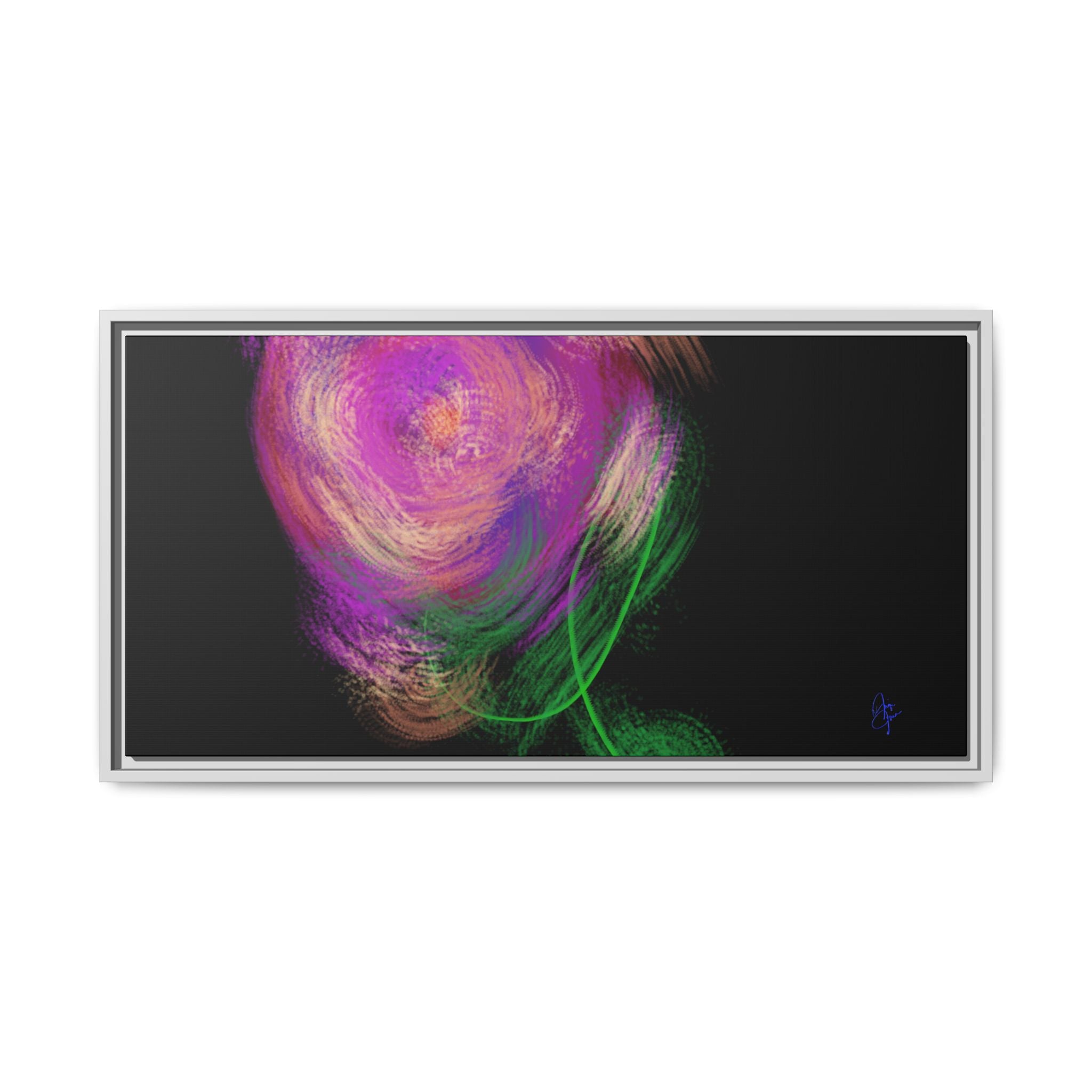 Abstract Rose Swirl Matte Framed Canvas — Multicolor Floral Wall Art