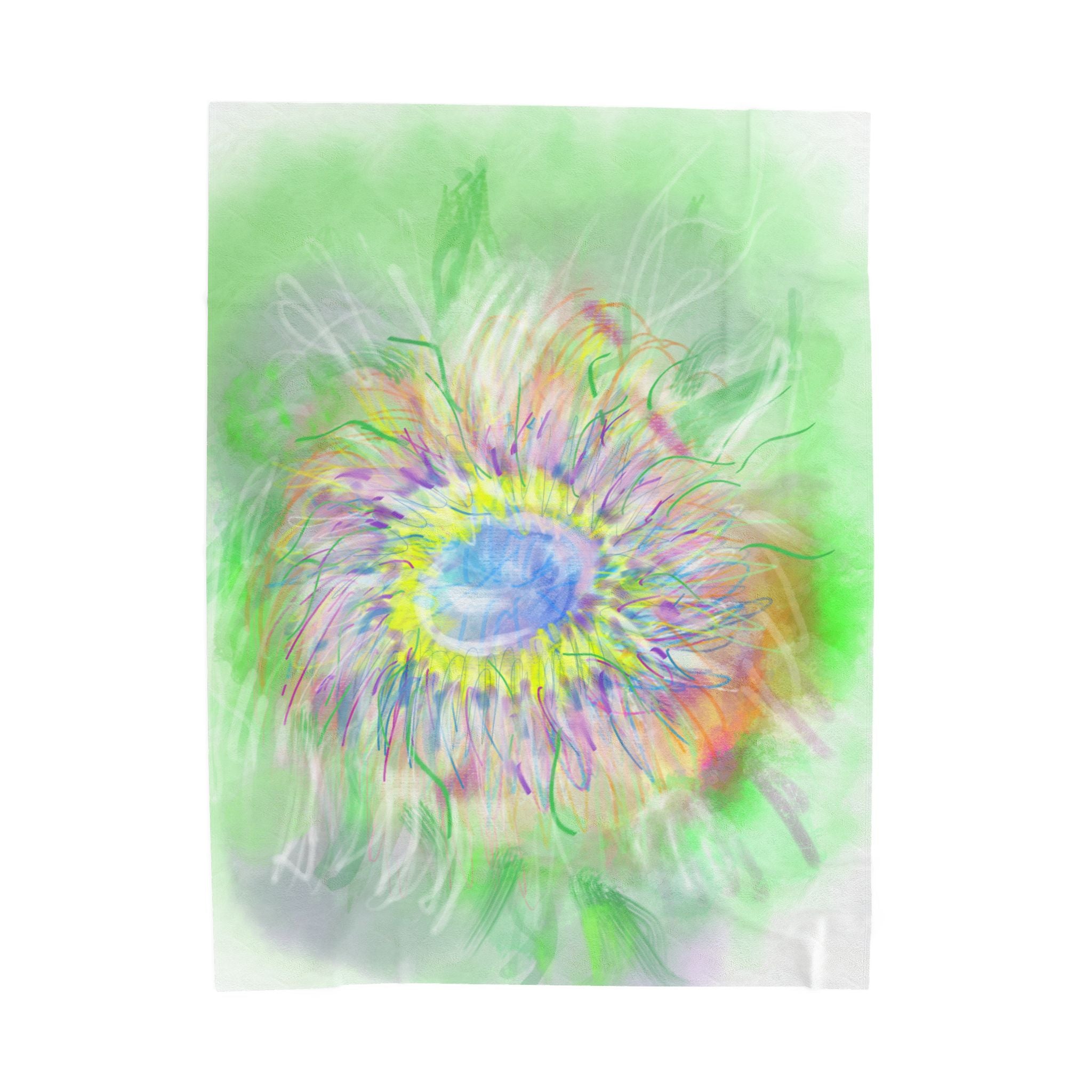 Velveteen Plush Blanket — Pastel Watercolor Sunflower Cozy Throw
