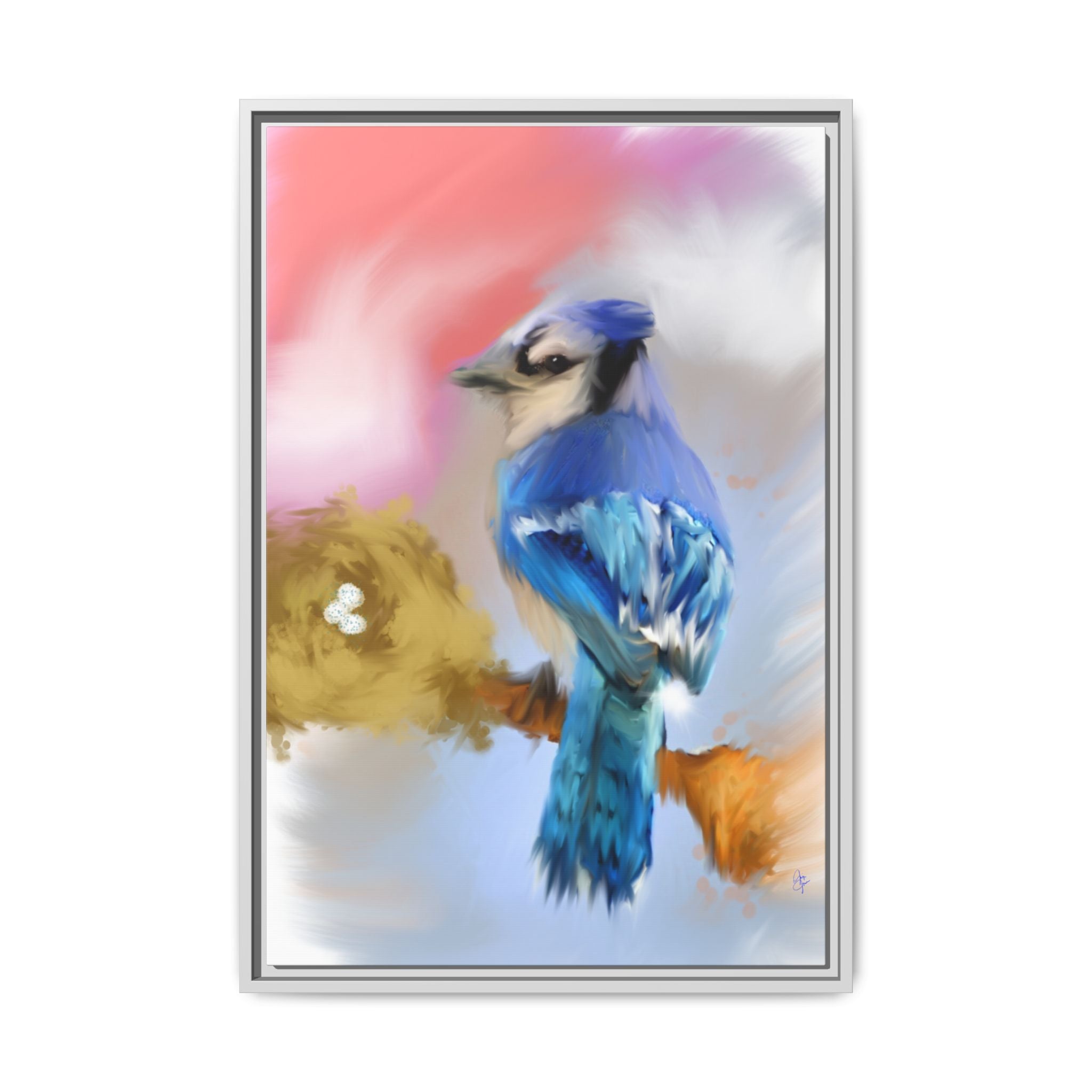 Blue Jay Art Print — Framed Matte Canvas Wall Art