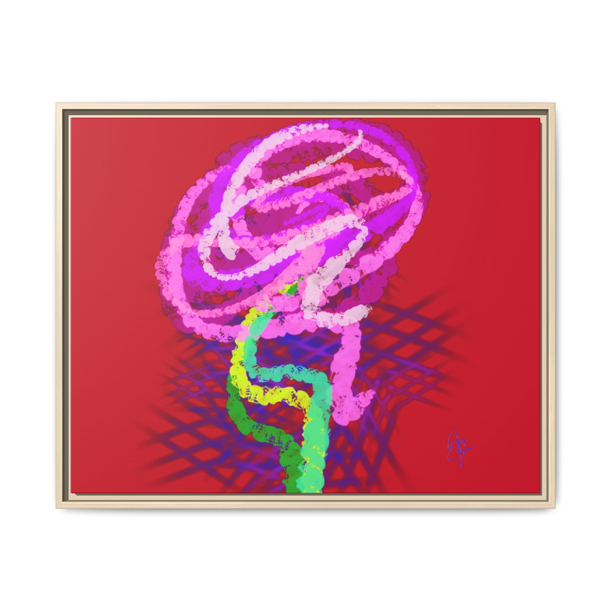 Framed Matte Canvas - Neon Rose Abstract Wall Art